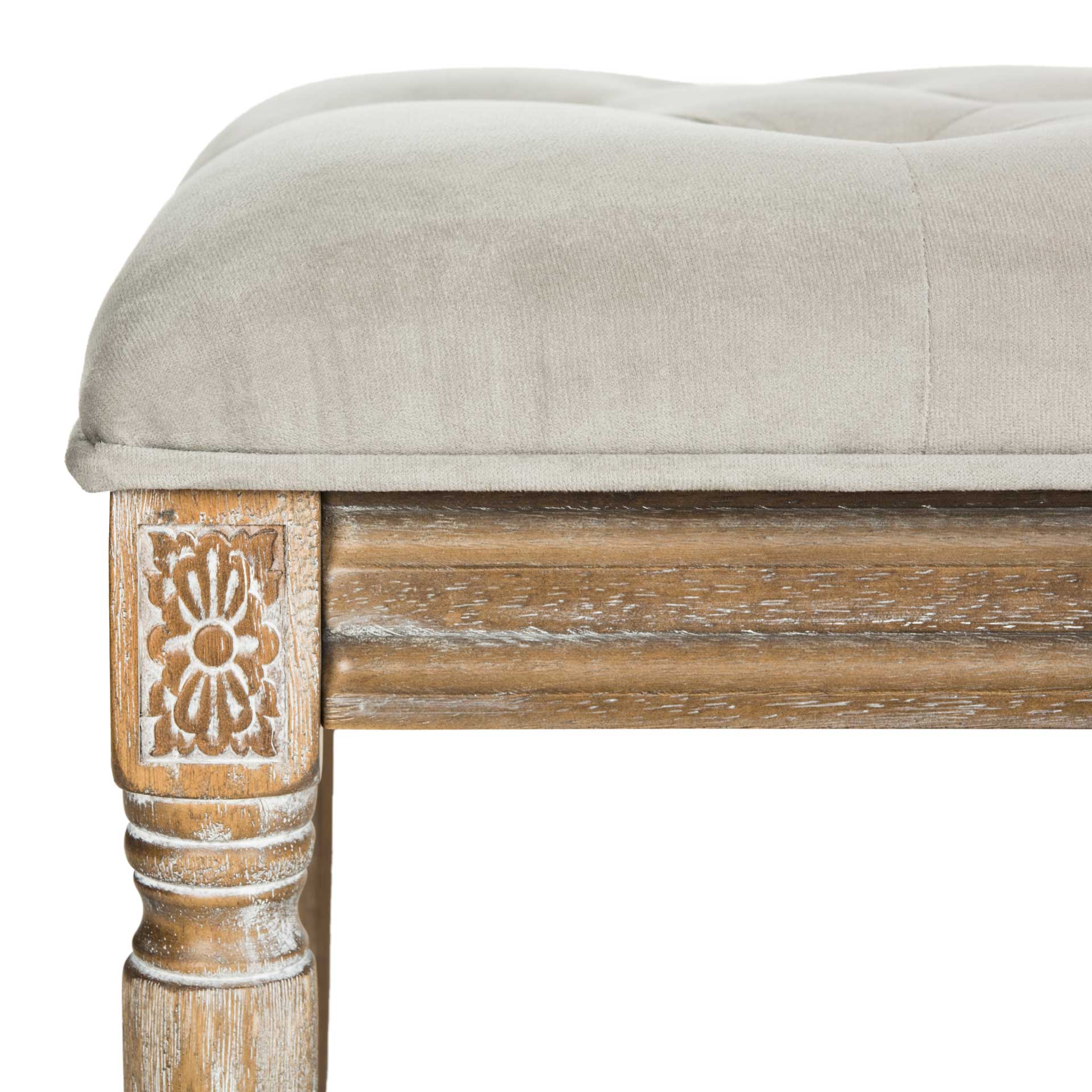 Roam Tufted Wood Bench Gray/Rustic Oak - Image 4