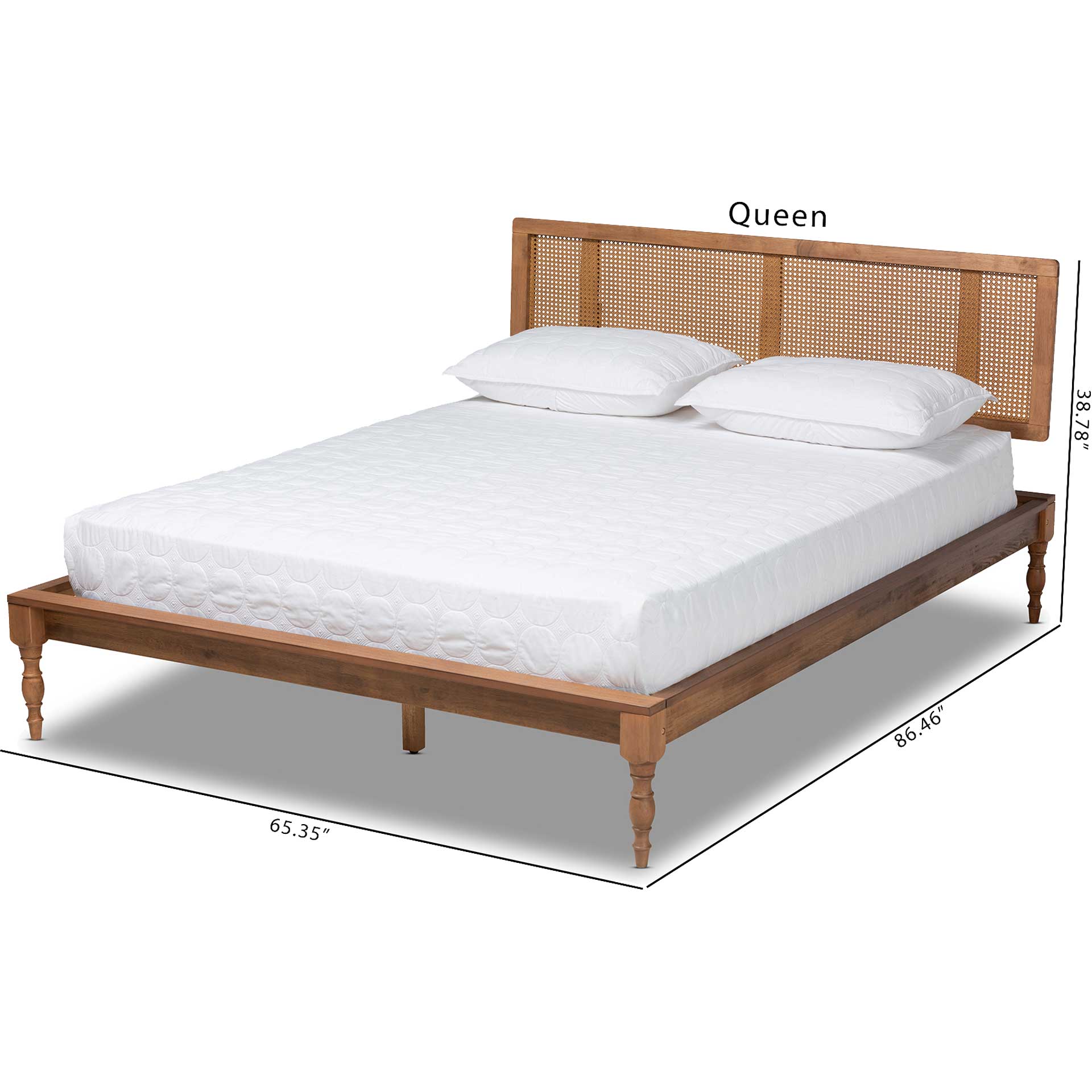 Rob Wood/Synthetic Rattan Bed Ash Walnut - Image 6
