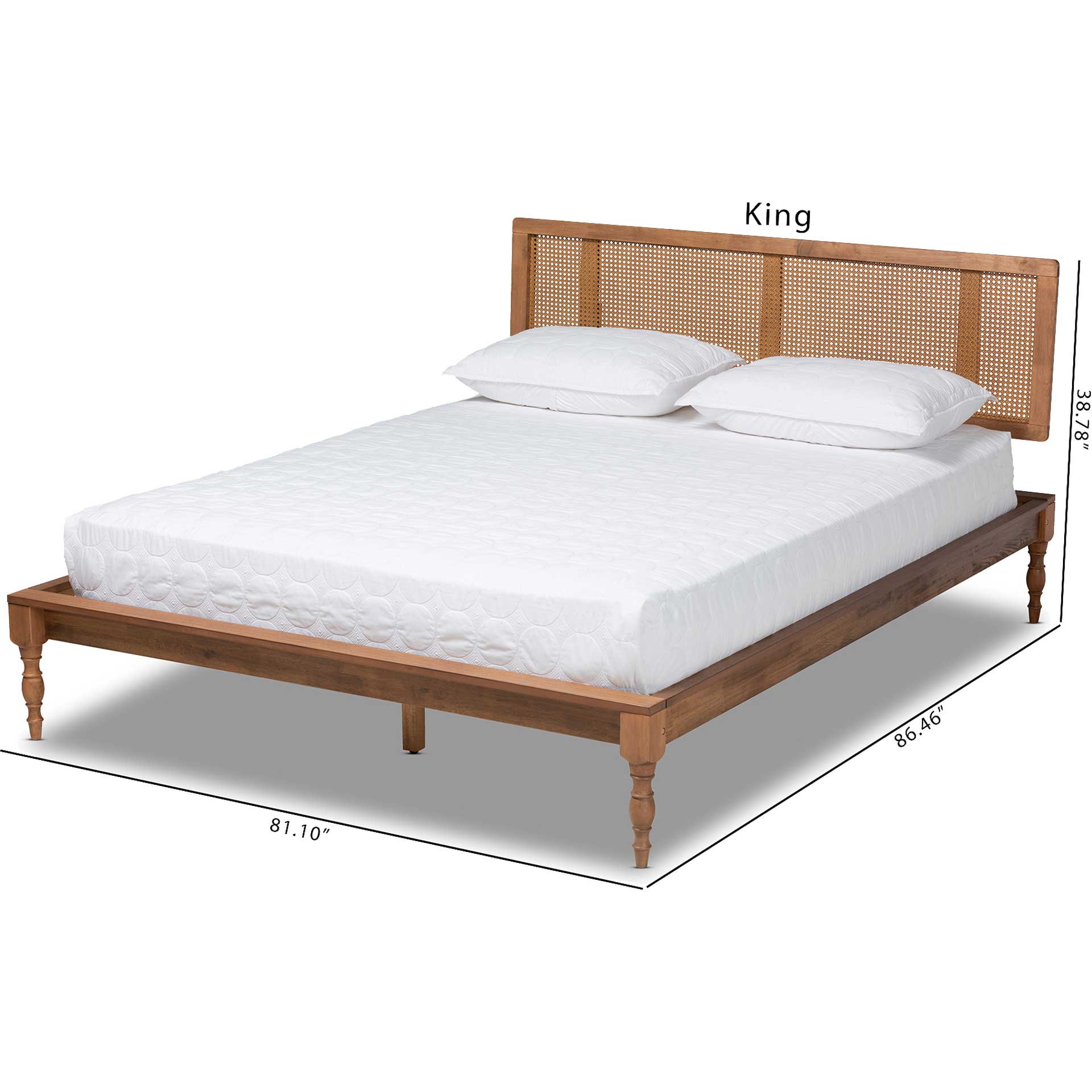 Rob Wood/Synthetic Rattan Bed Ash Walnut - Image 7