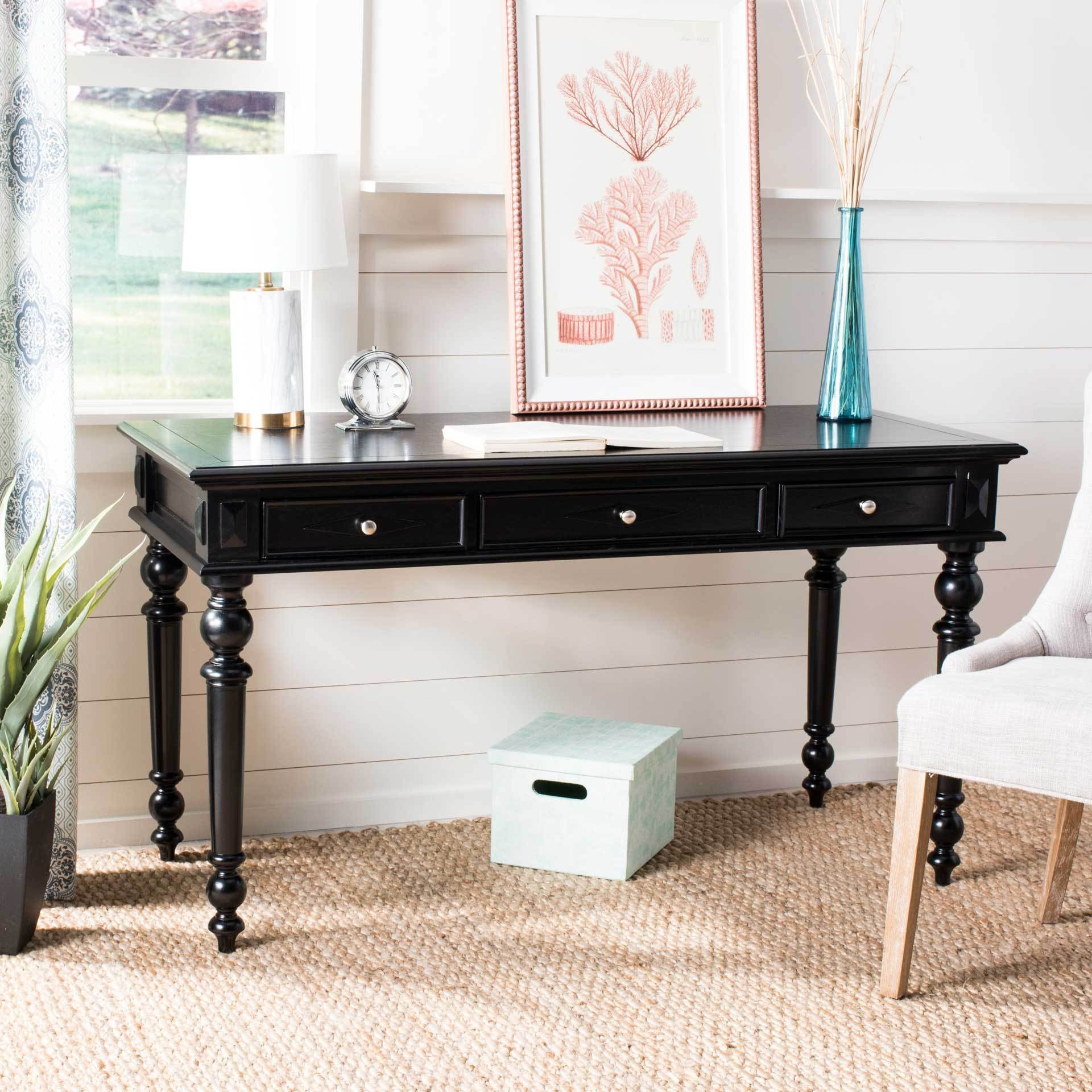 Robert 3 Drawer Desk Black - Image 6