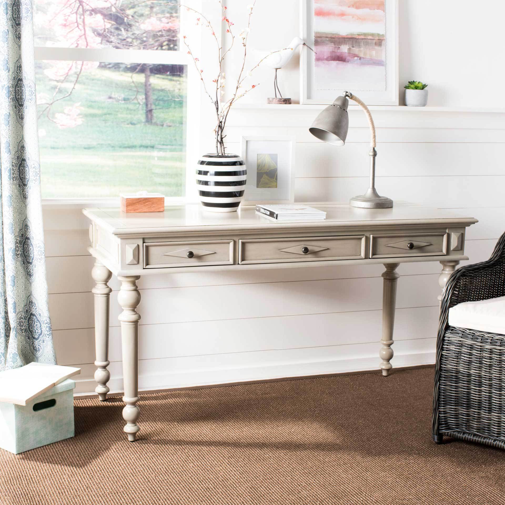 Robert 3 Drawer Desk Light Beige - Image 4