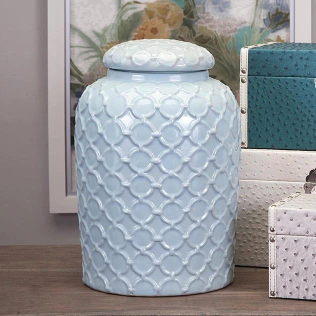 Roseau Egg Blue Lidded Jar - Image 2