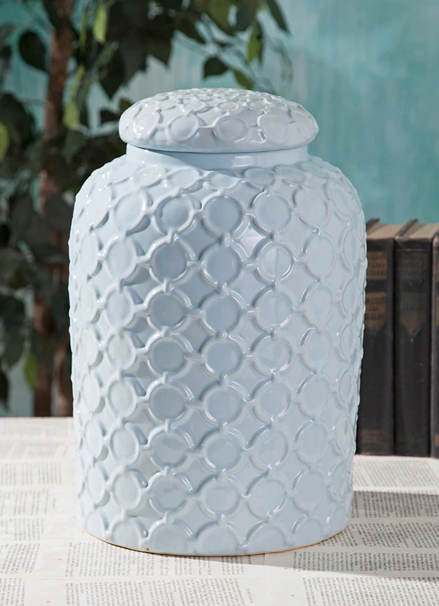 Roseau Egg Blue Lidded Jar - Image 3