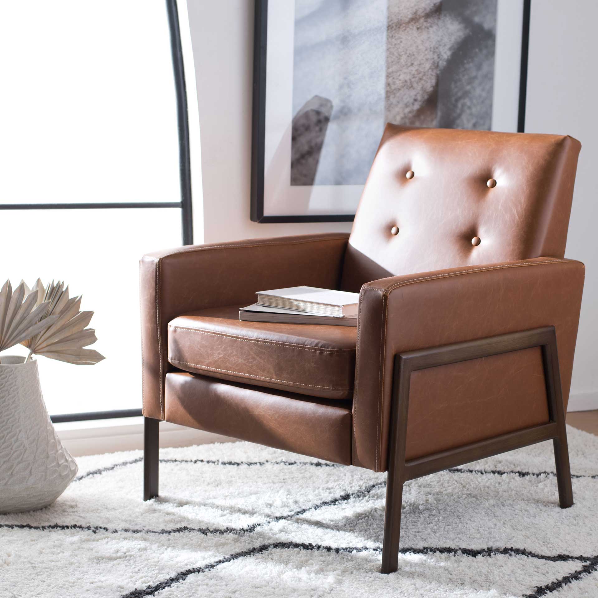 Rocha Sofa Accent Chair Light Brown/Antique Coffee - Image 7