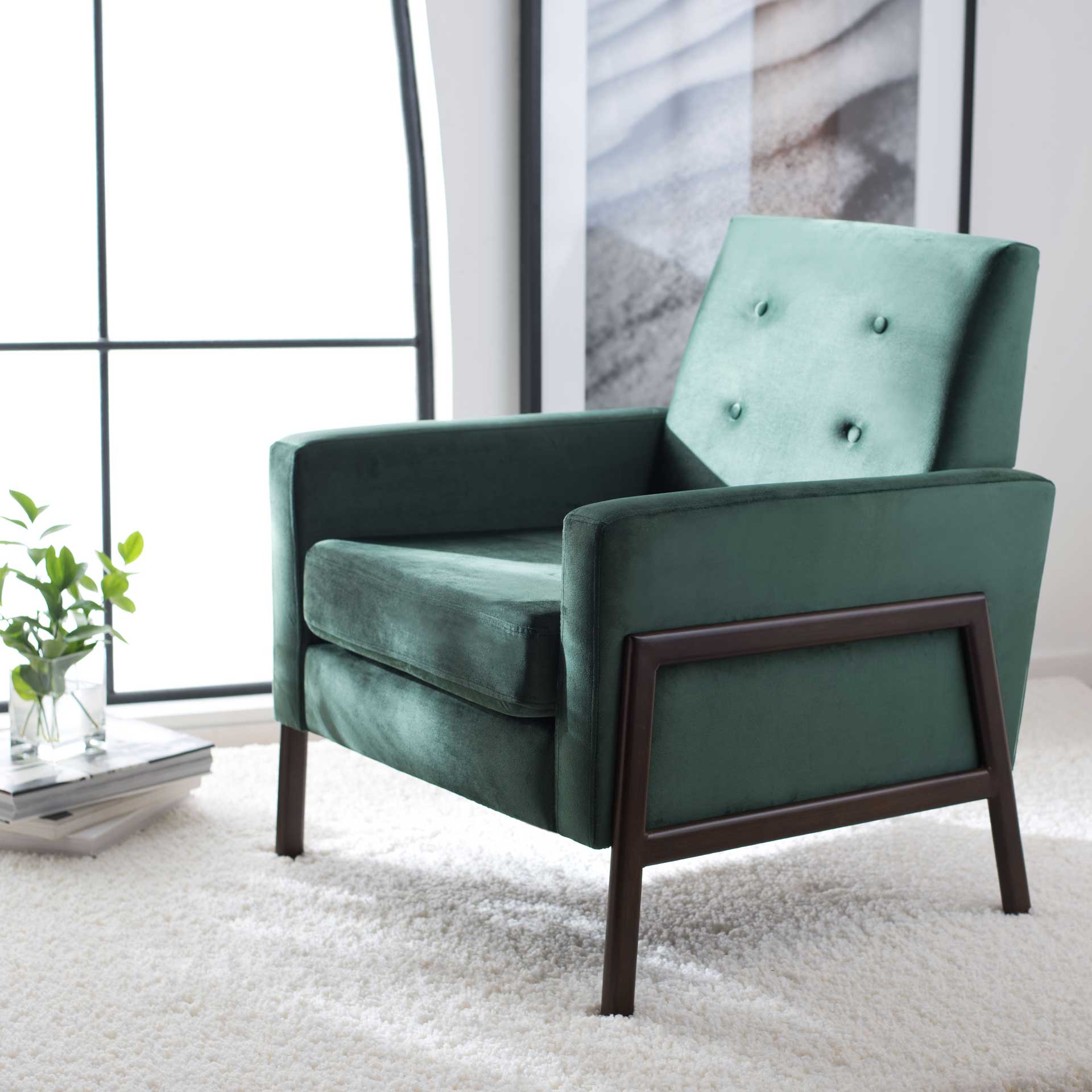 Rocha Sofa Accent Chair Malachite Green/Antique Coffee - Image 7