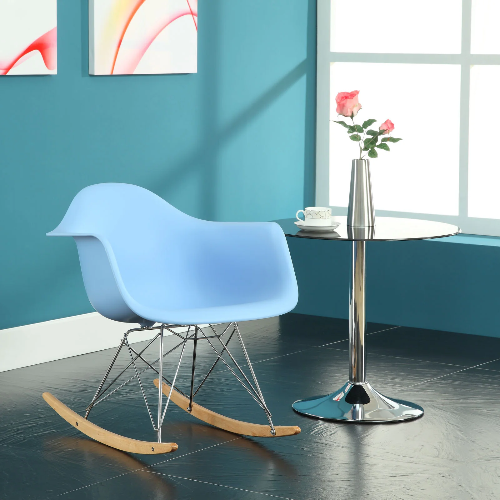 Rocking Lounge Chair Blue - Image 4