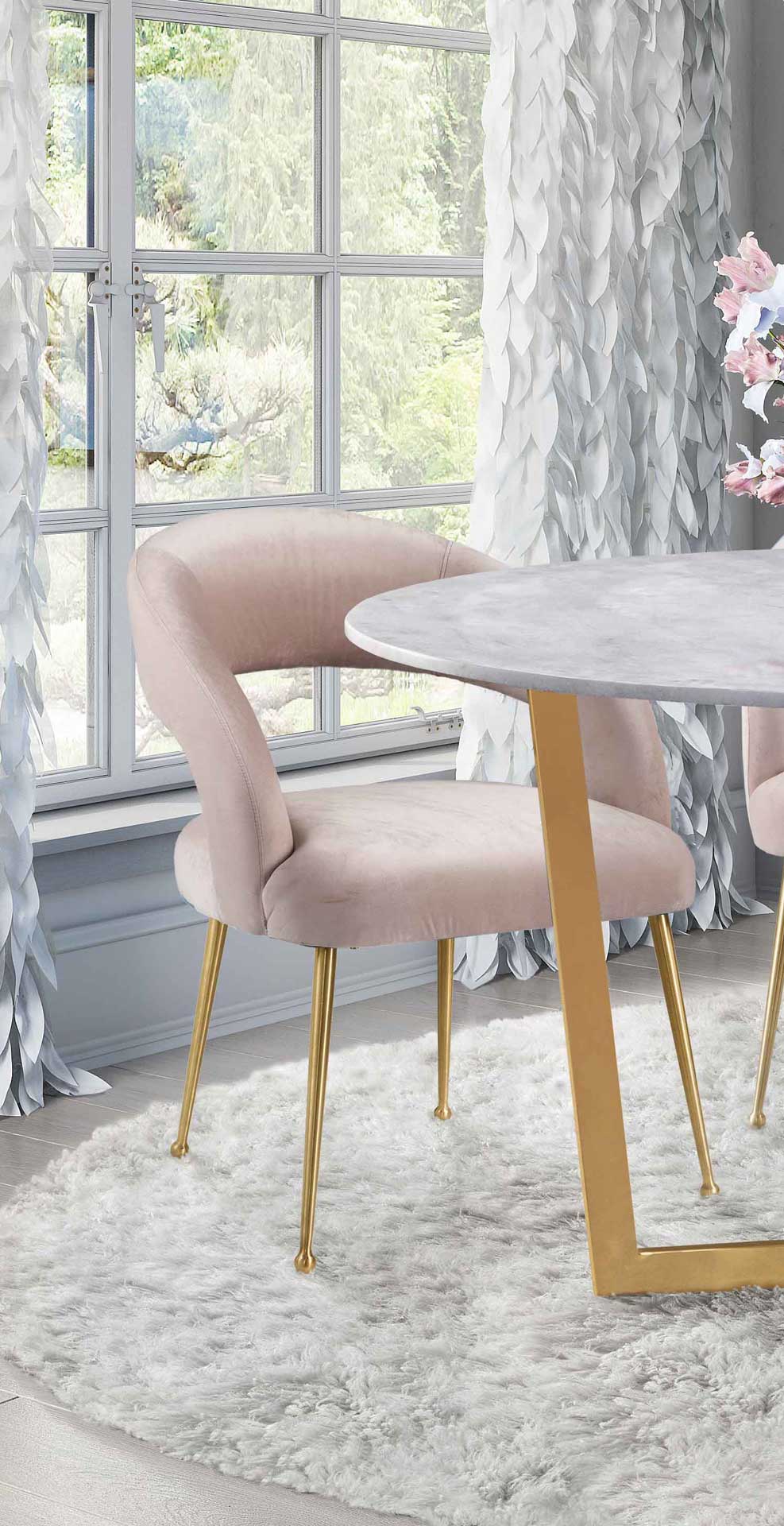 Rodgers Velvet Dining Chair Blush - Image 5