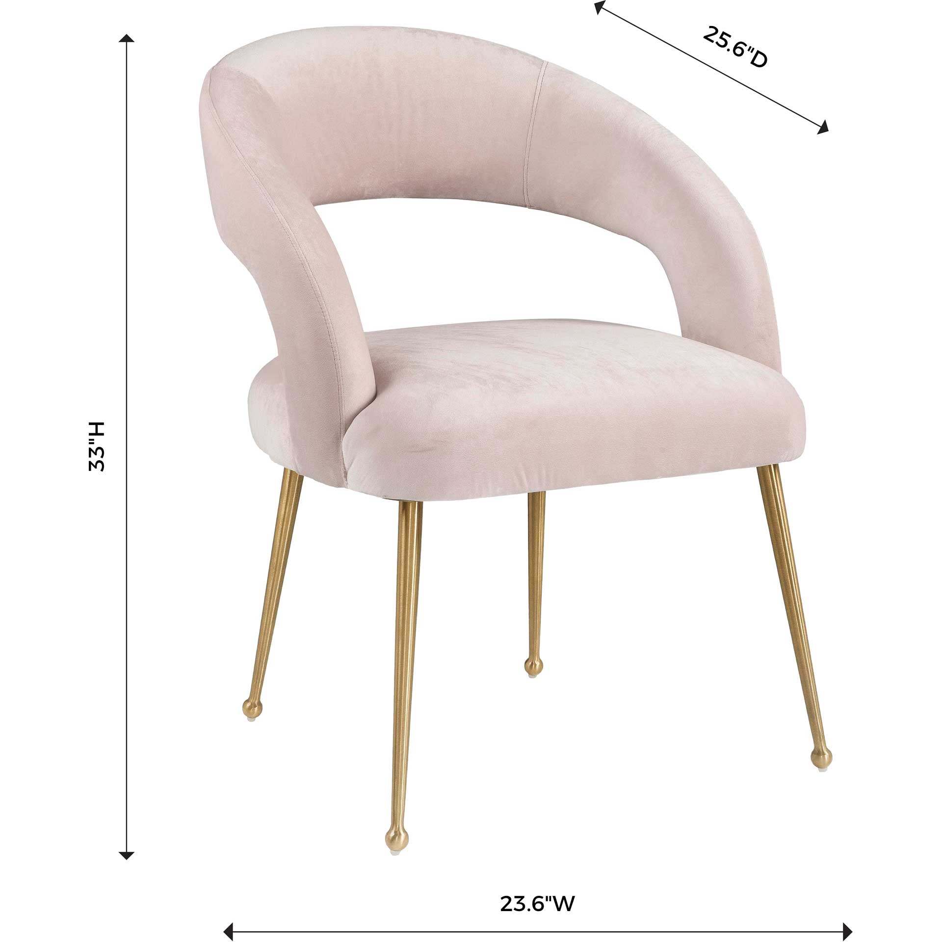 Rodgers Velvet Dining Chair Blush - Image 6