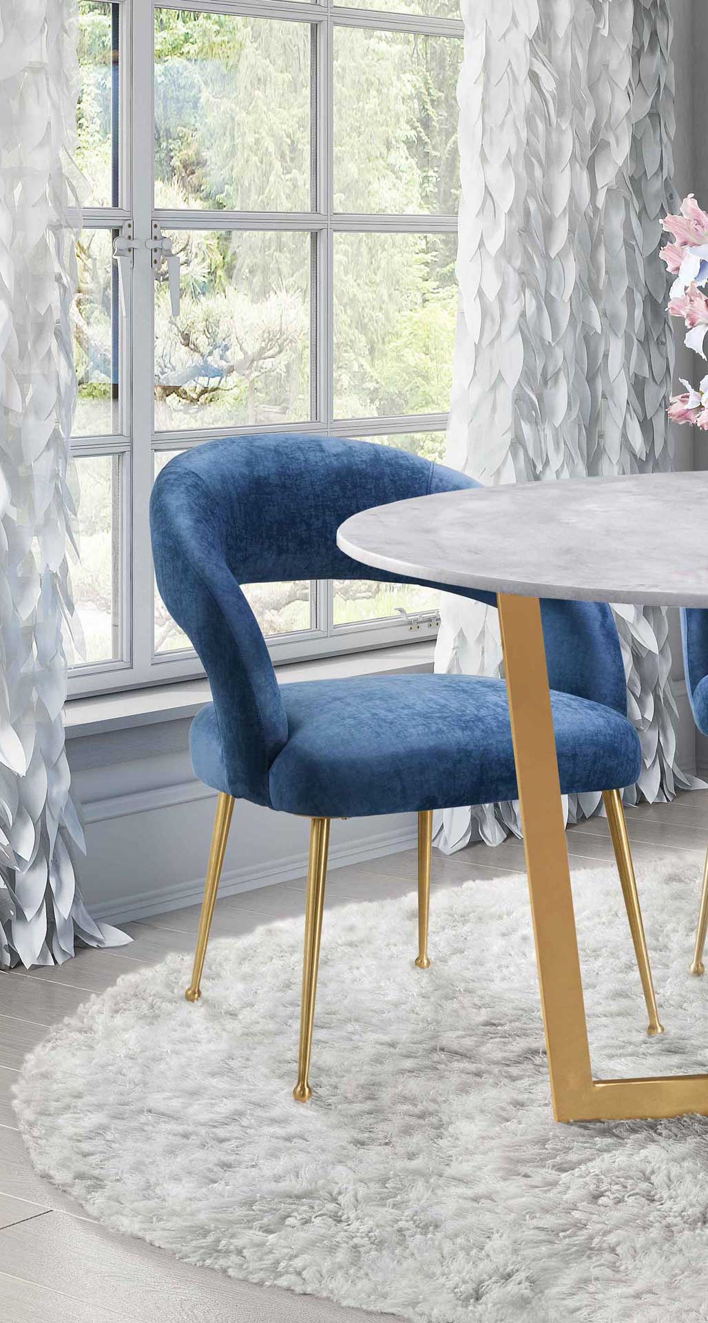 Rodgers Velvet Dining Chair Navy - Image 5