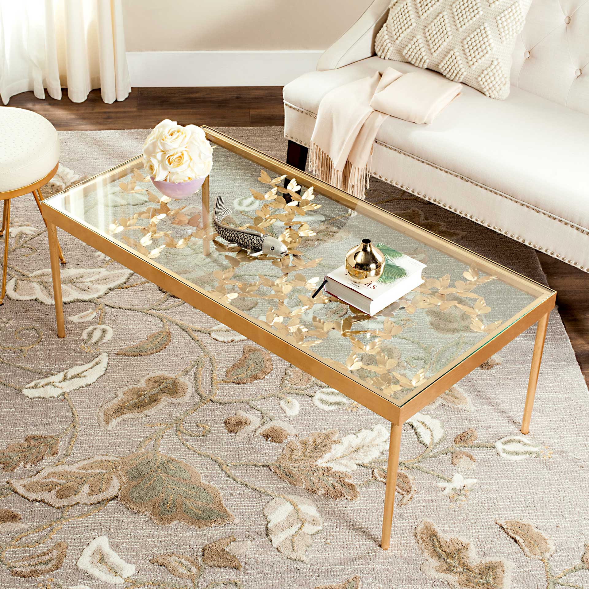 Rodney Butterfly Coffee Table Antique Gold - Image 5
