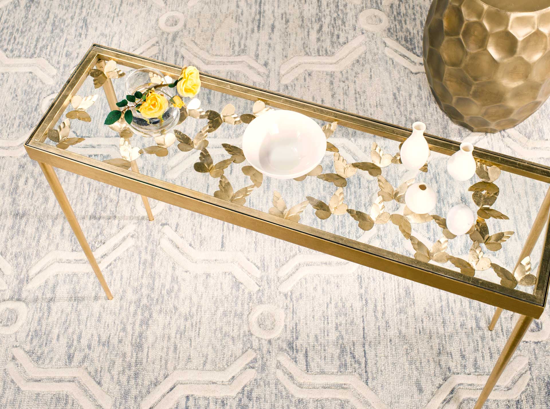 Rodney Butterfly Console Table Antique Gold - Image 6