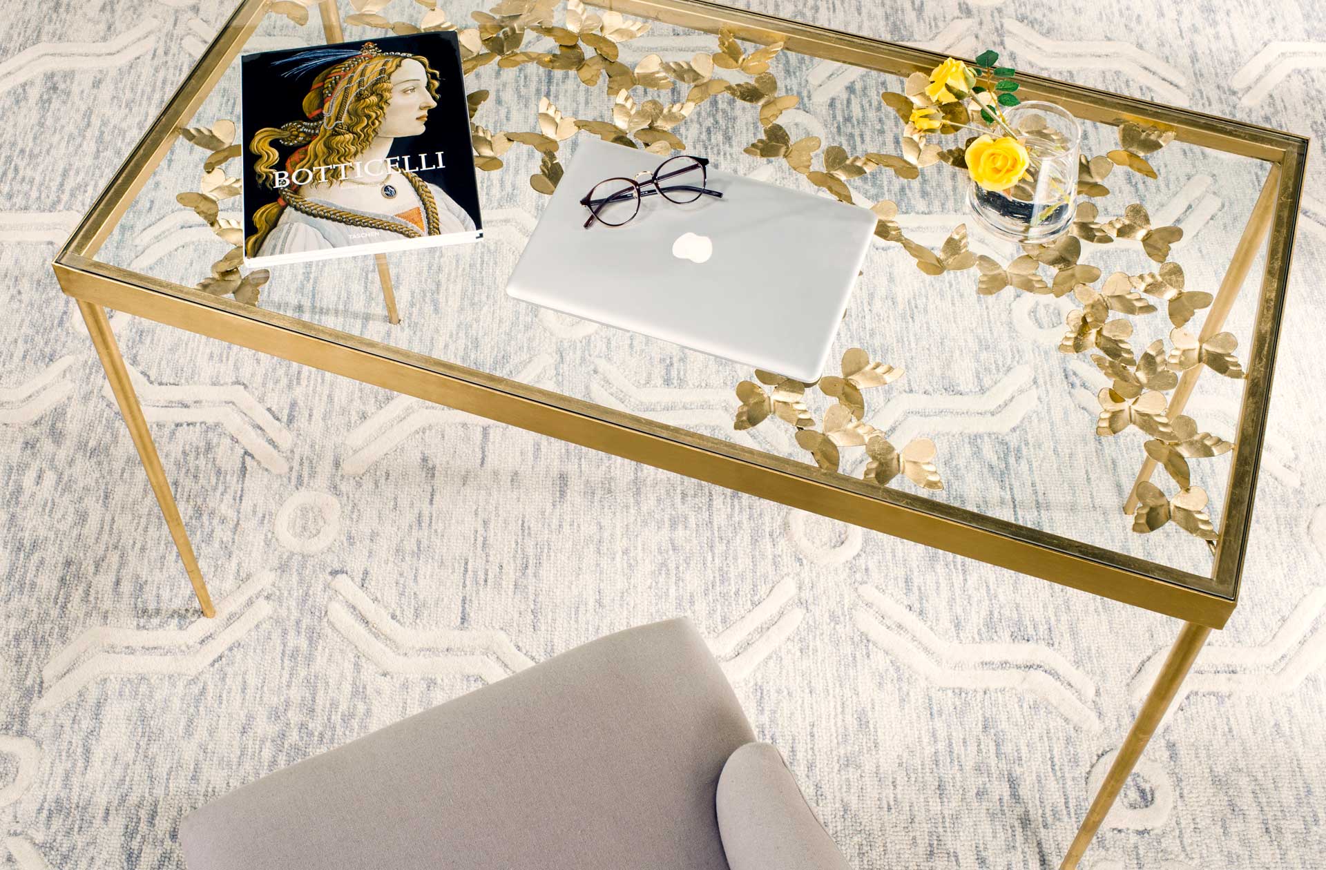 Rodney Butterfly Desk Antique Gold - Image 6