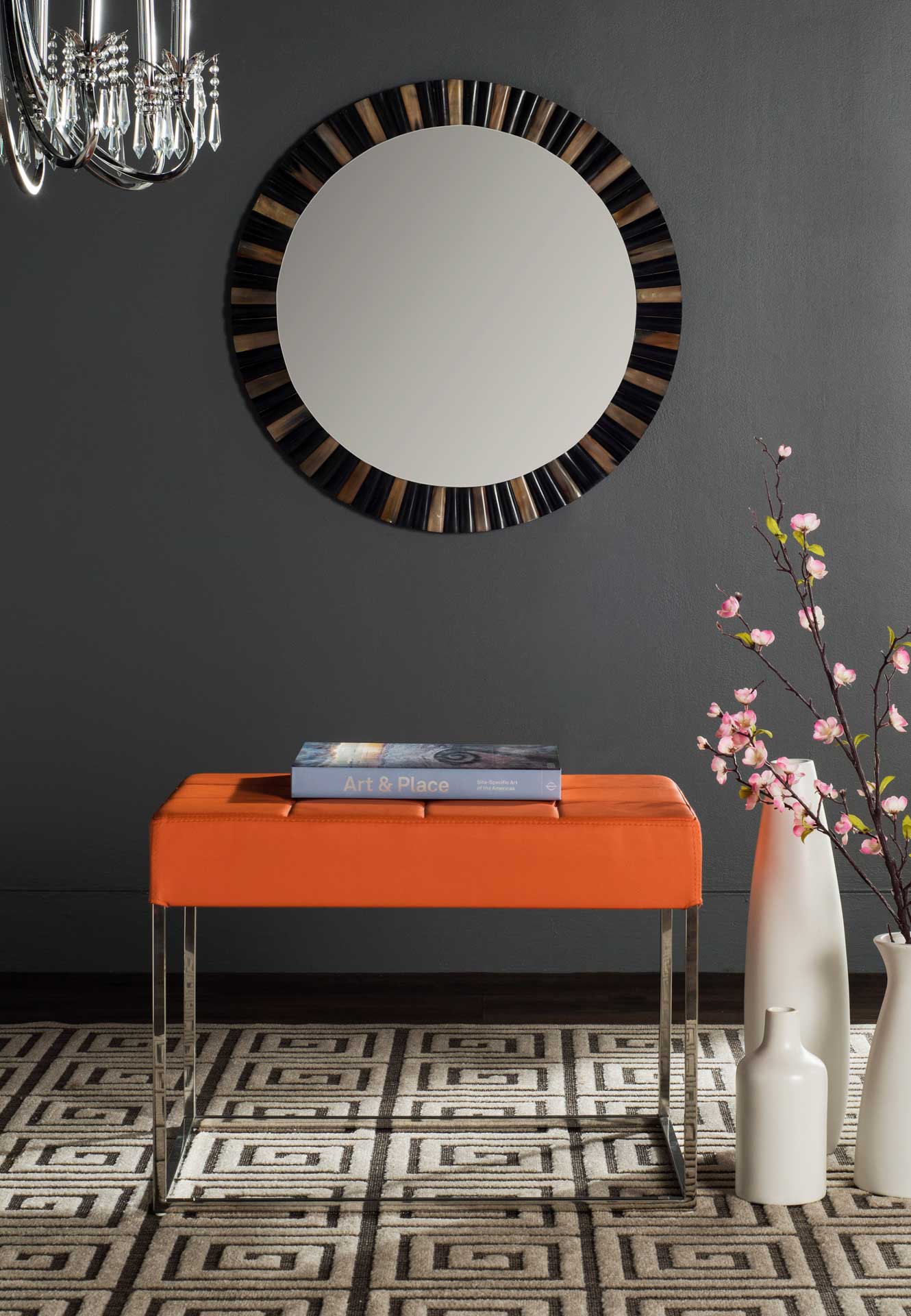 Roger Ottoman Orange/Chrome - Image 4