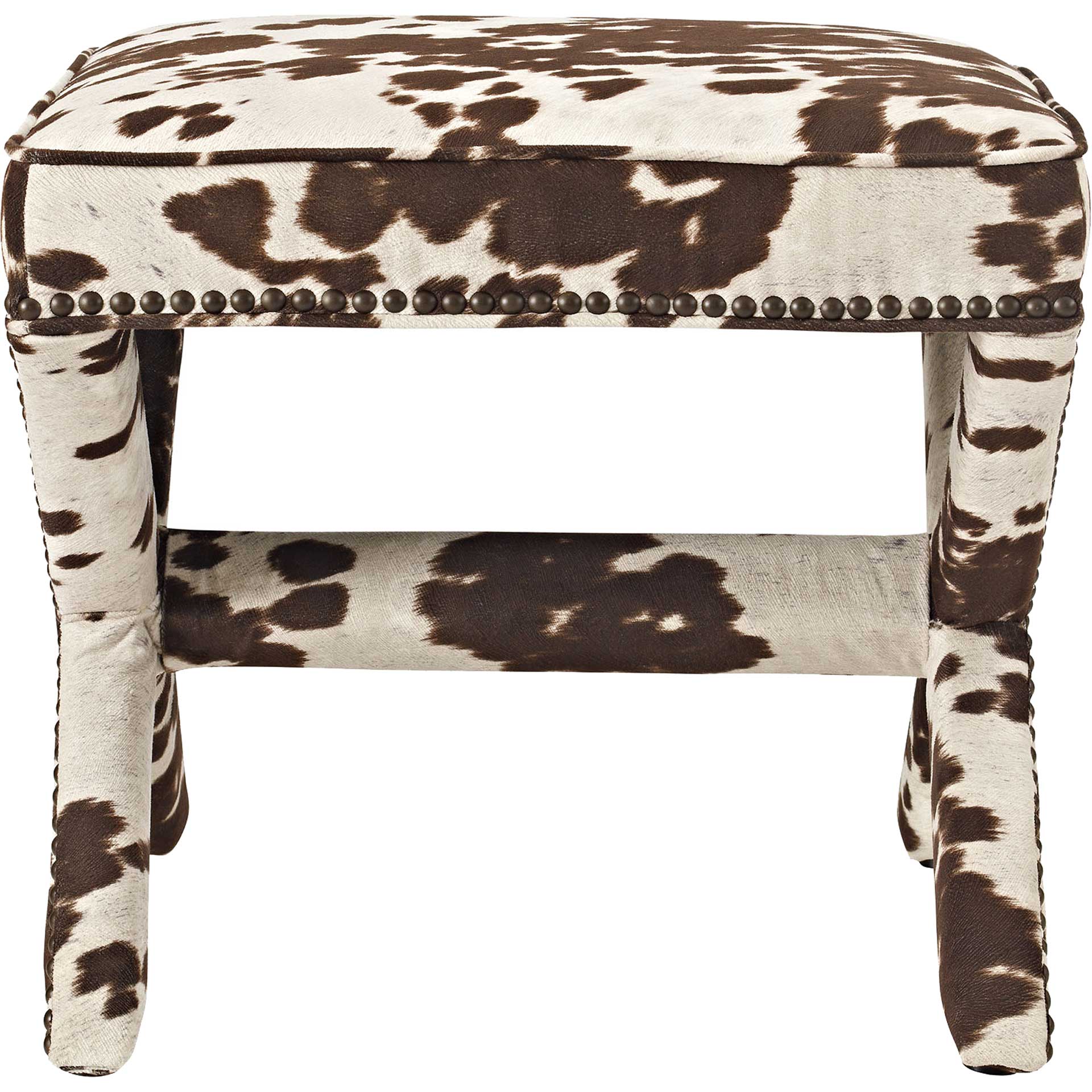 Roger Upholstered Fabric Bench Cowhide - Image 2