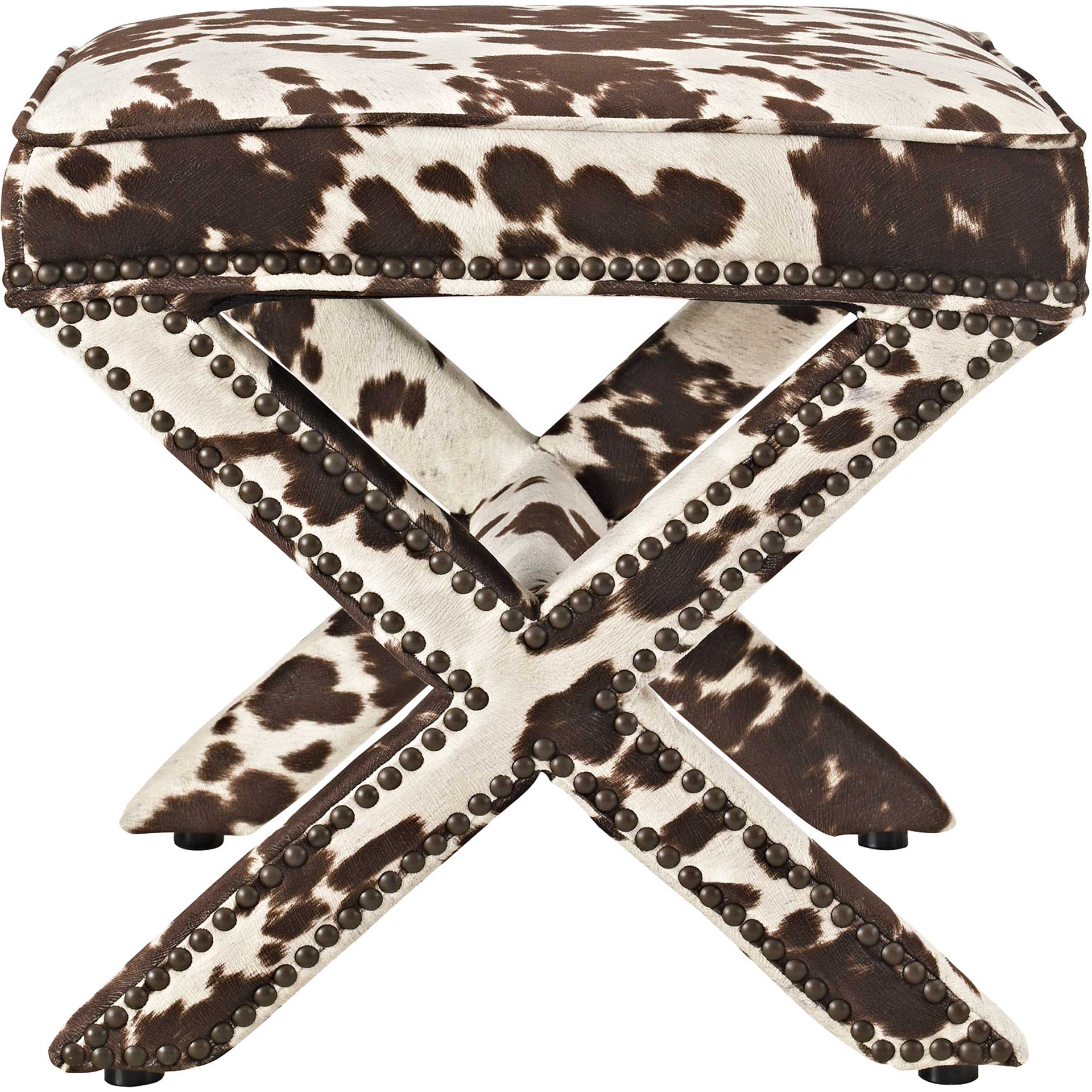 Roger Upholstered Fabric Bench Cowhide - Image 3