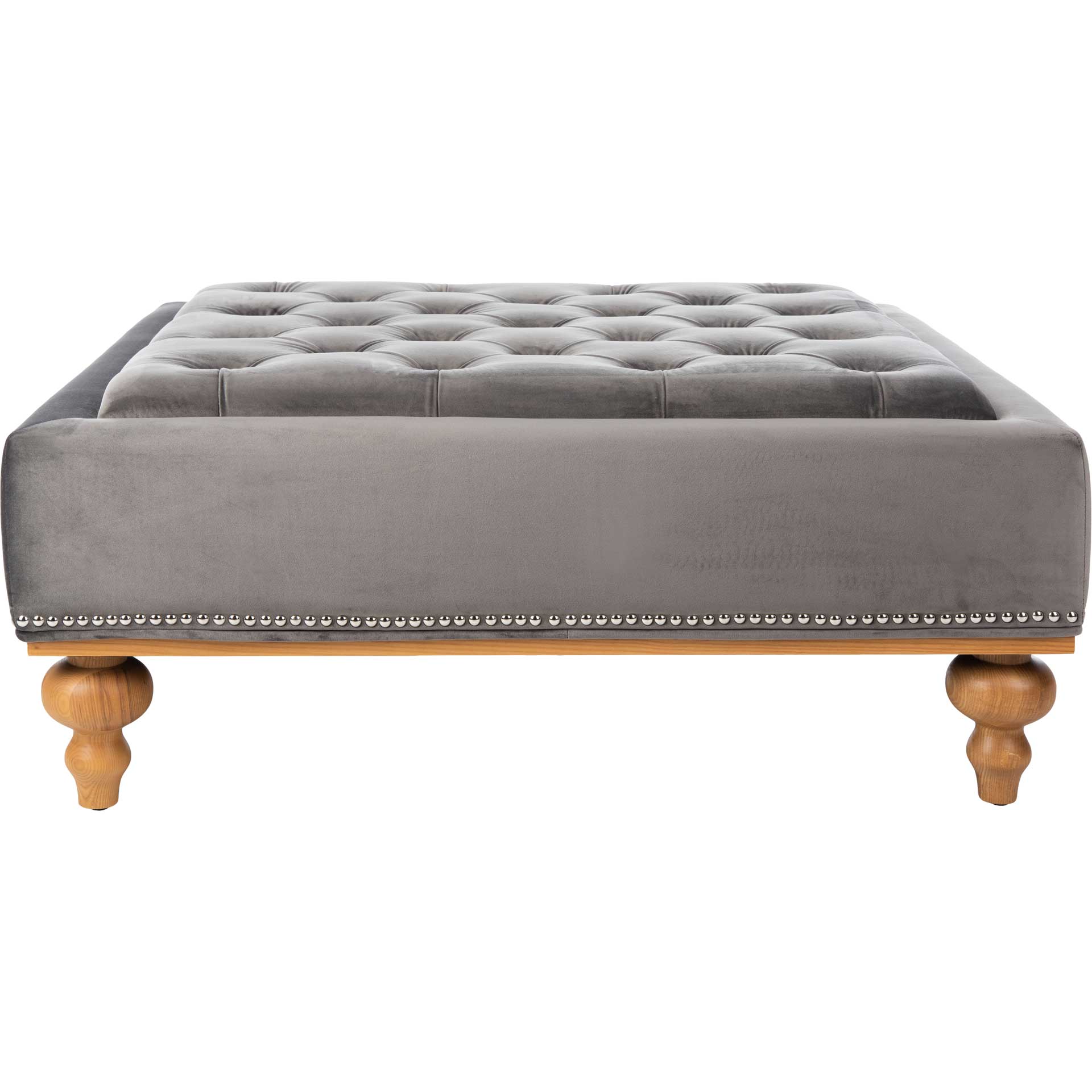 Rohan Tufted Ottoman Dark Gray - Image 2