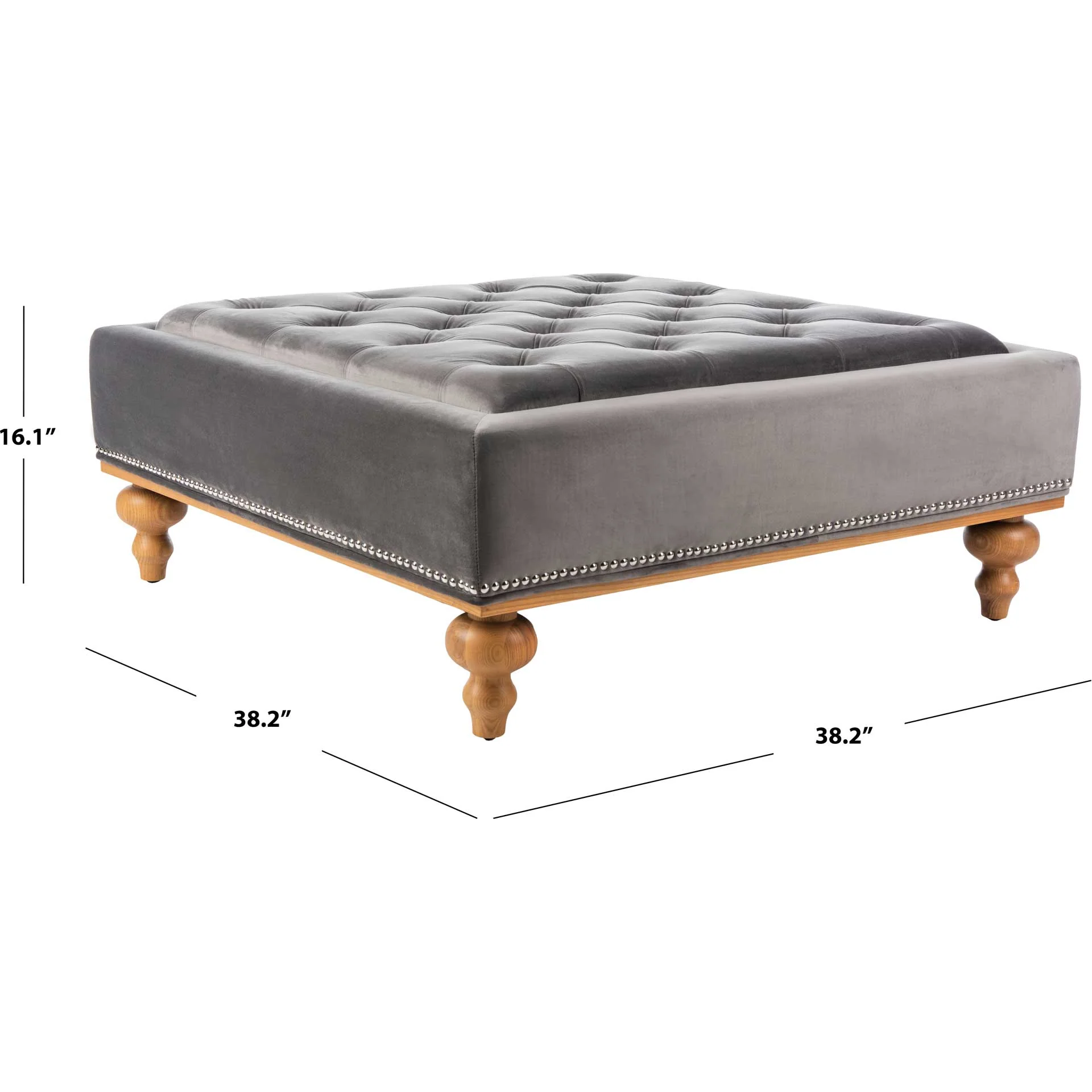 Rohan Tufted Ottoman Dark Gray - Image 3