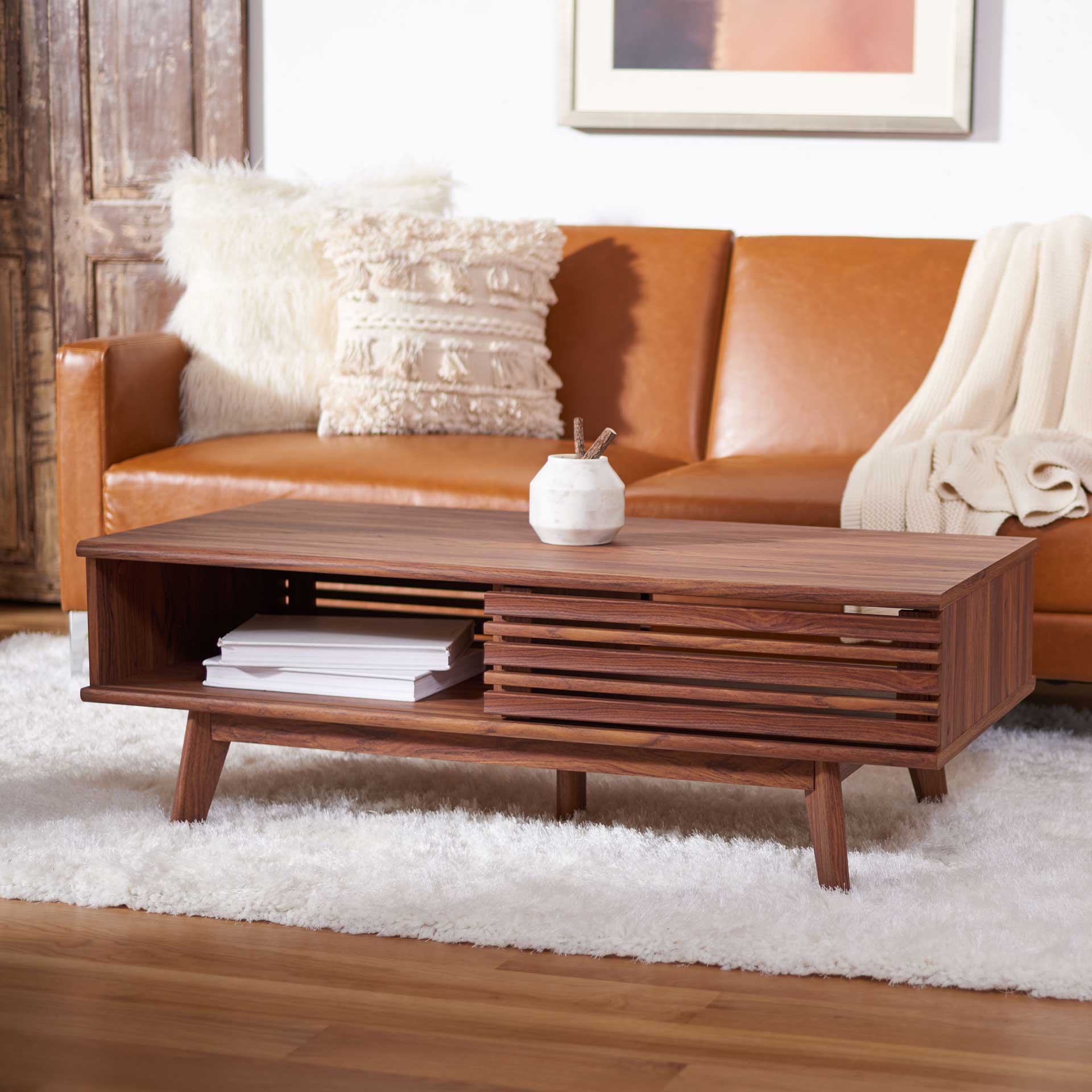 Roitfeld 1 Shelf Coffee Table Walnut - Image 6