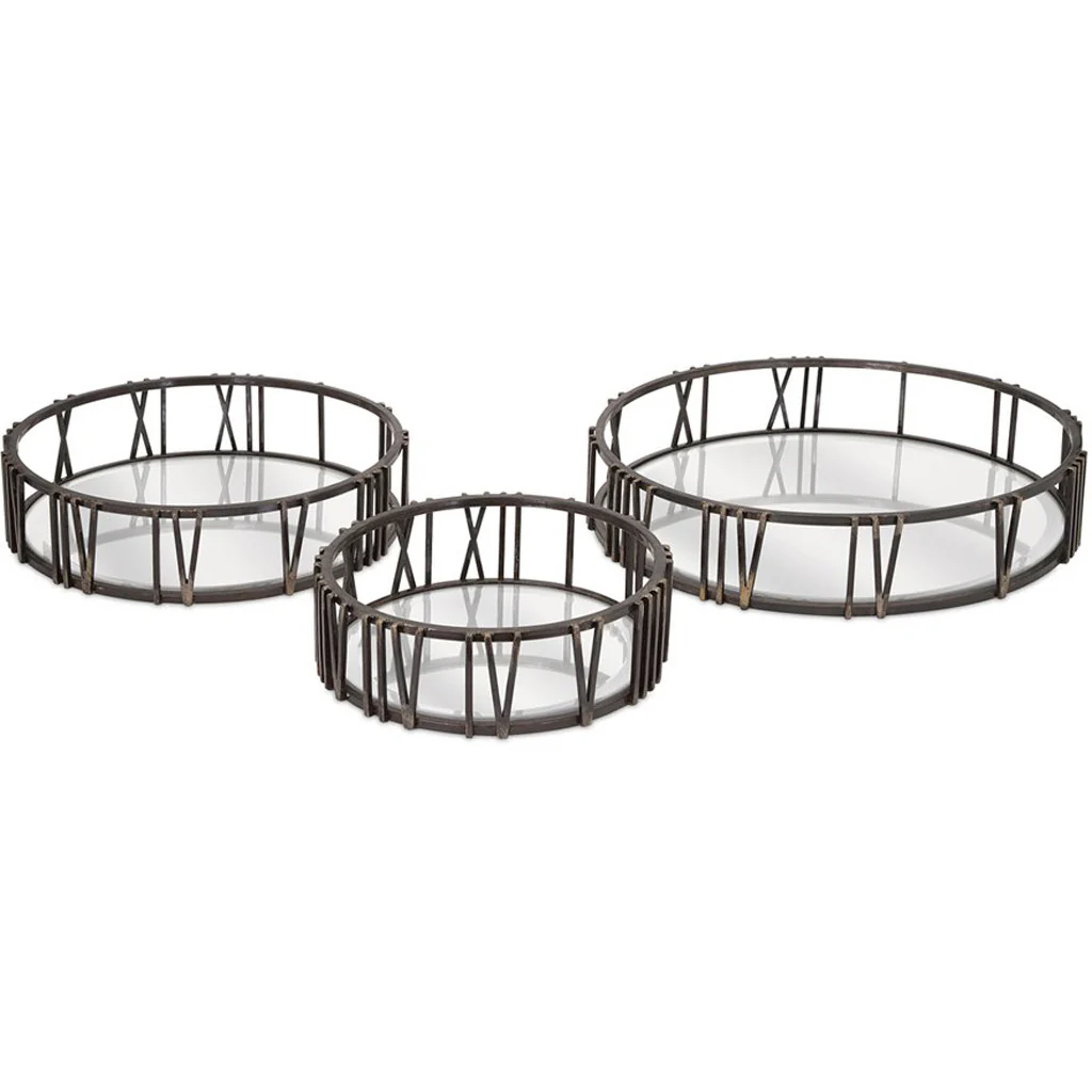 Roman Time Mirror Tray Wall Decor (Set of 3) - Image 2