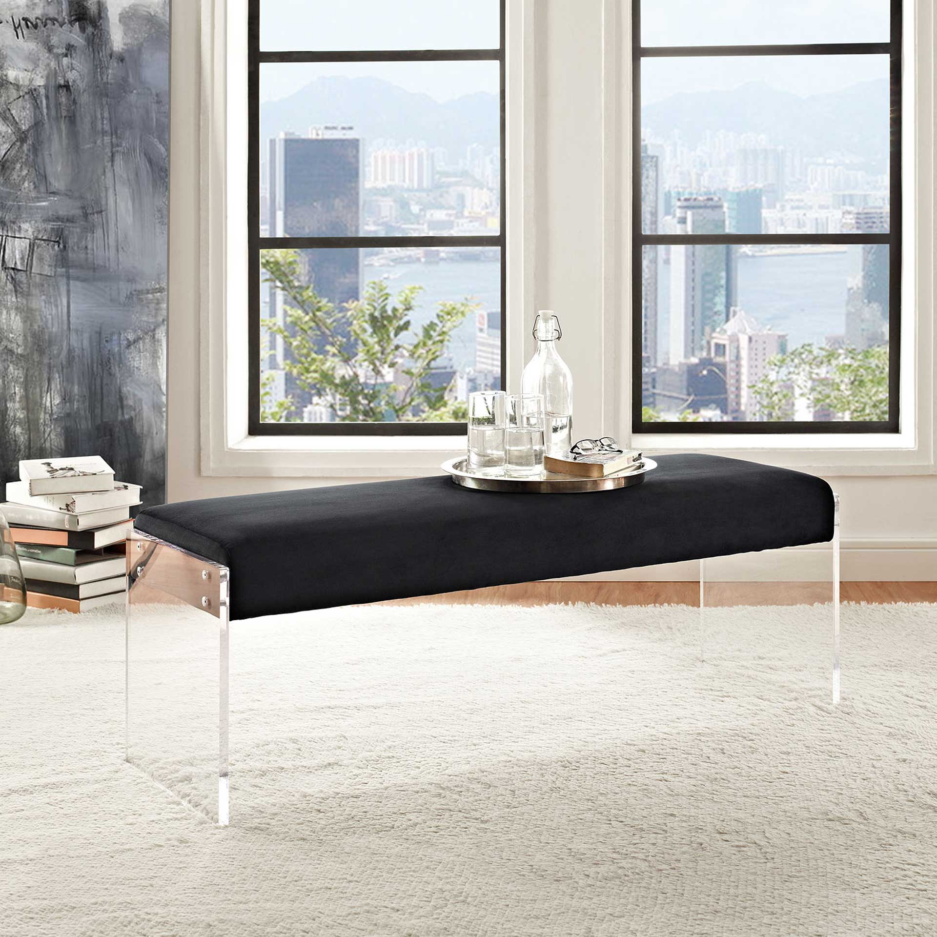 Rome Velvet Bench Black - Image 4
