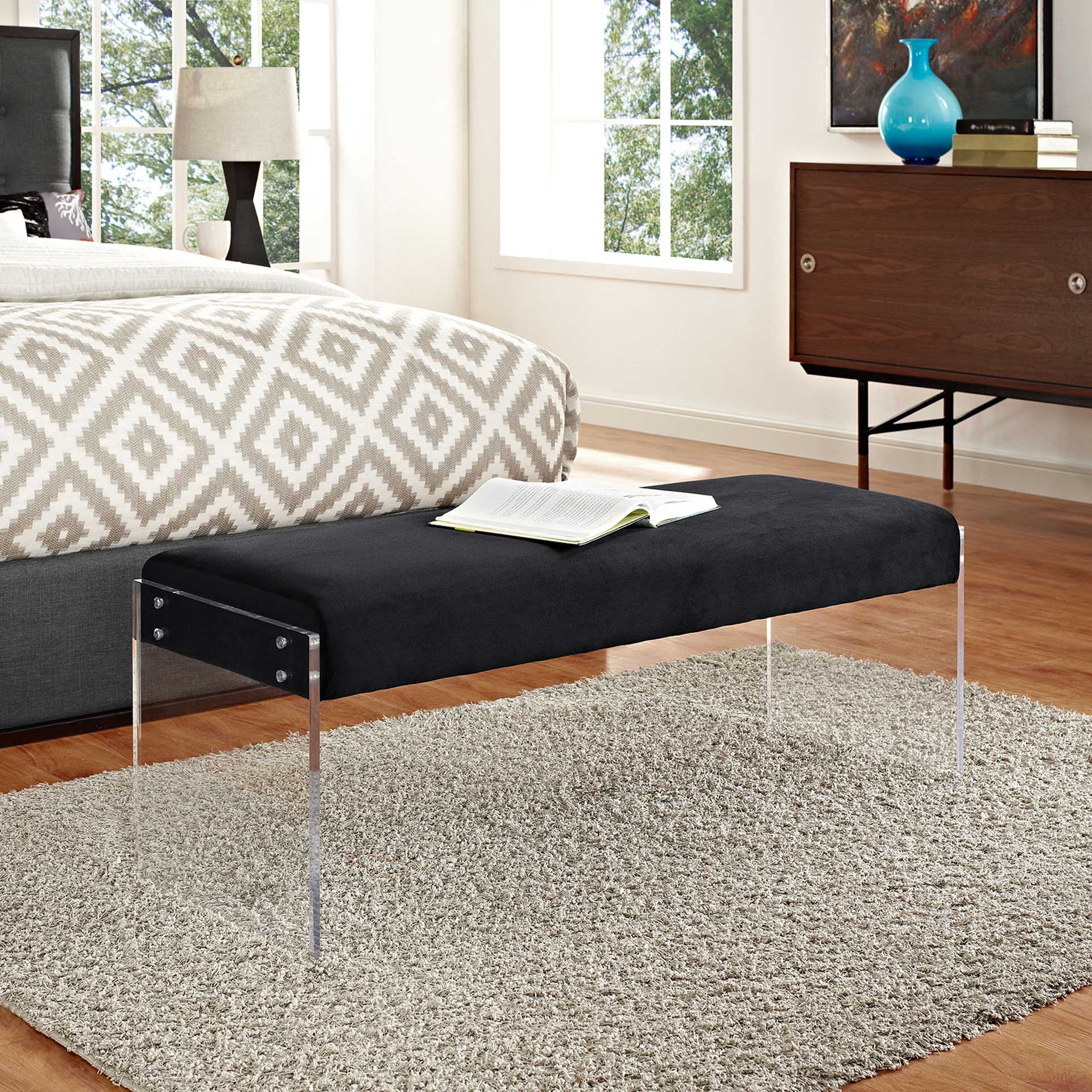 Rome Velvet Bench Black - Image 5