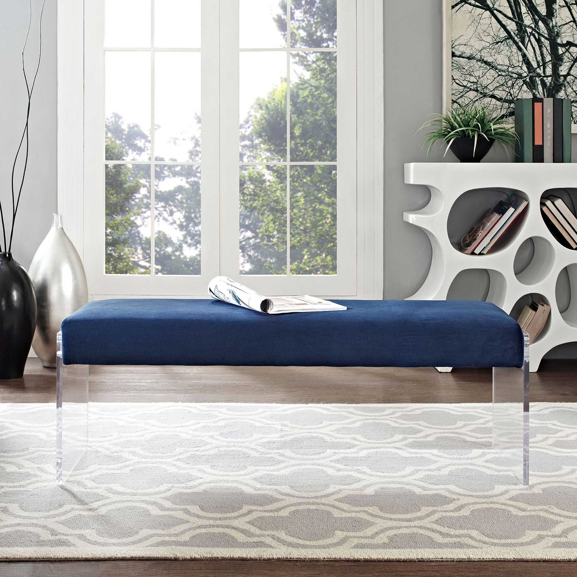 Rome Velvet Bench Navy - Image 4