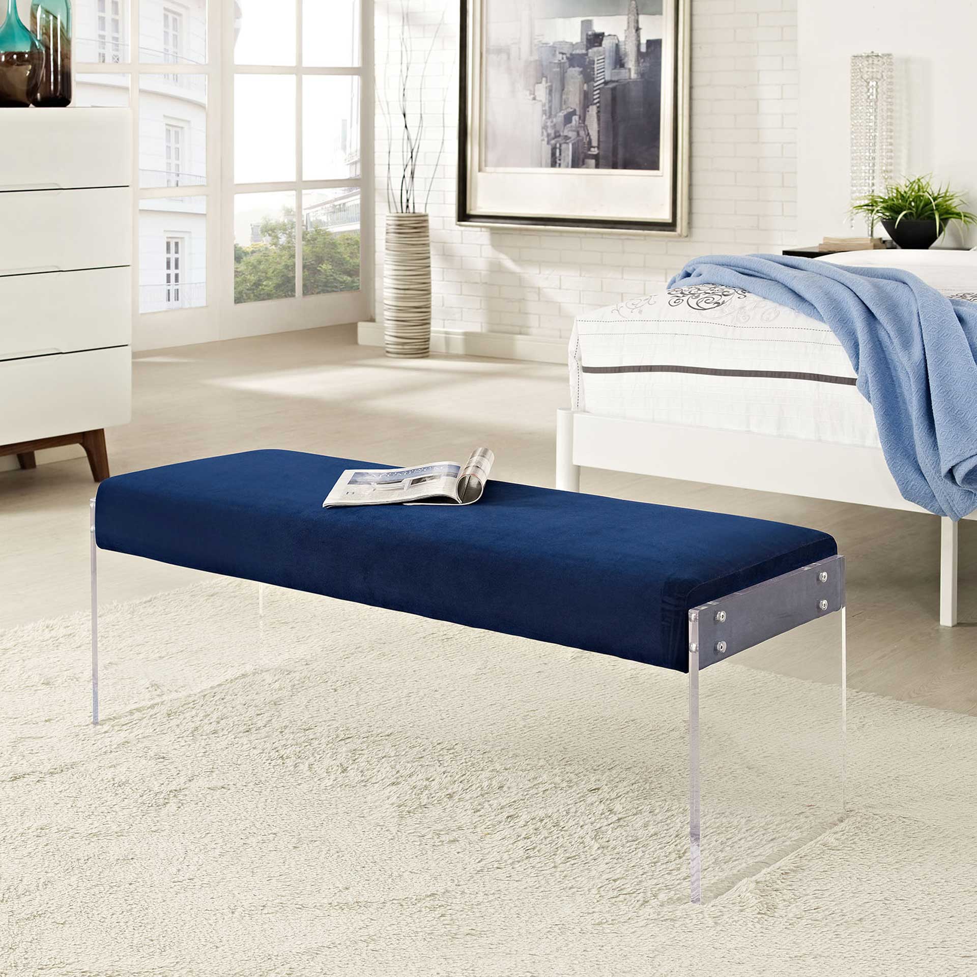 Rome Velvet Bench Navy - Image 5