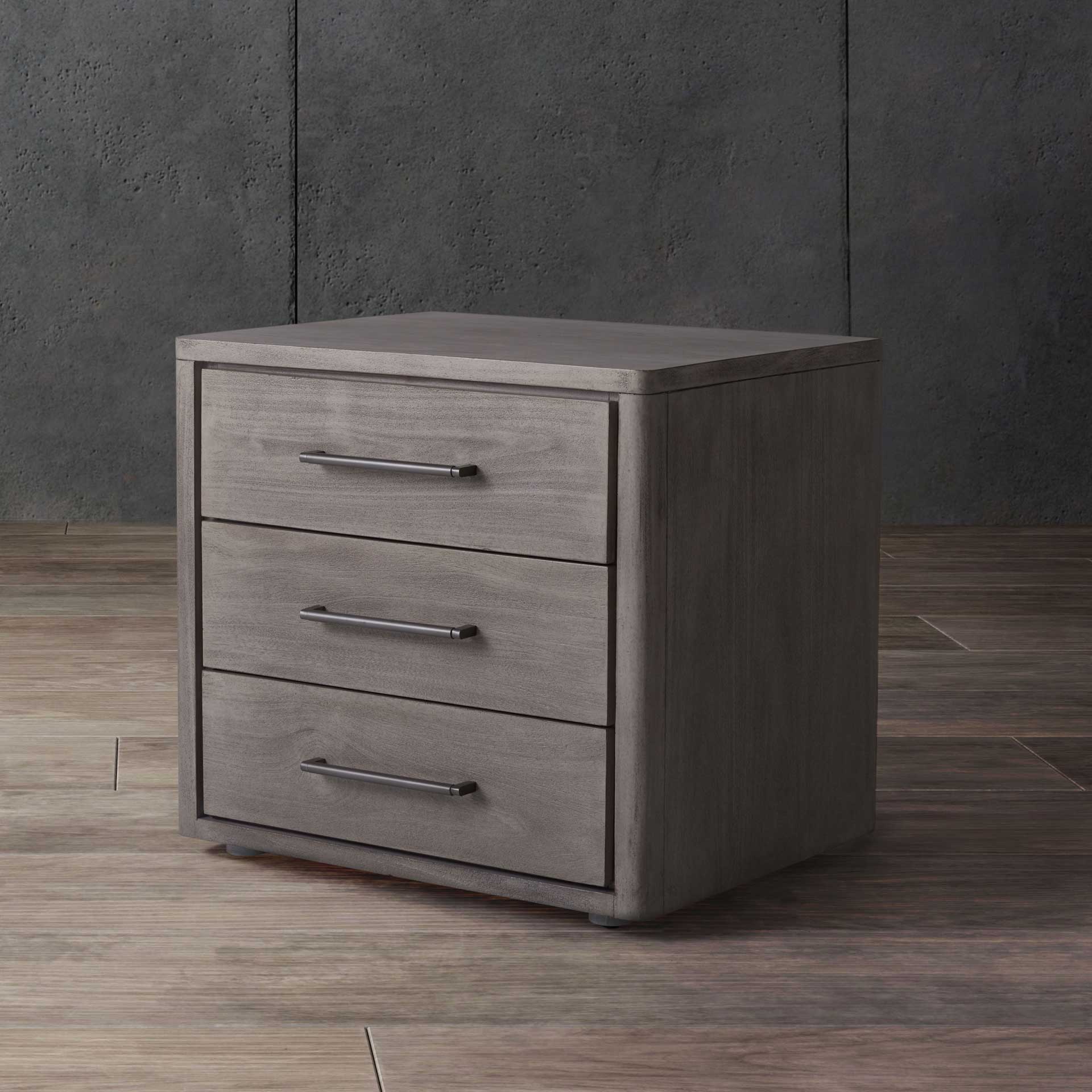 Romilly 3 Drawer Wood Nightstand Light Gray - Image 4