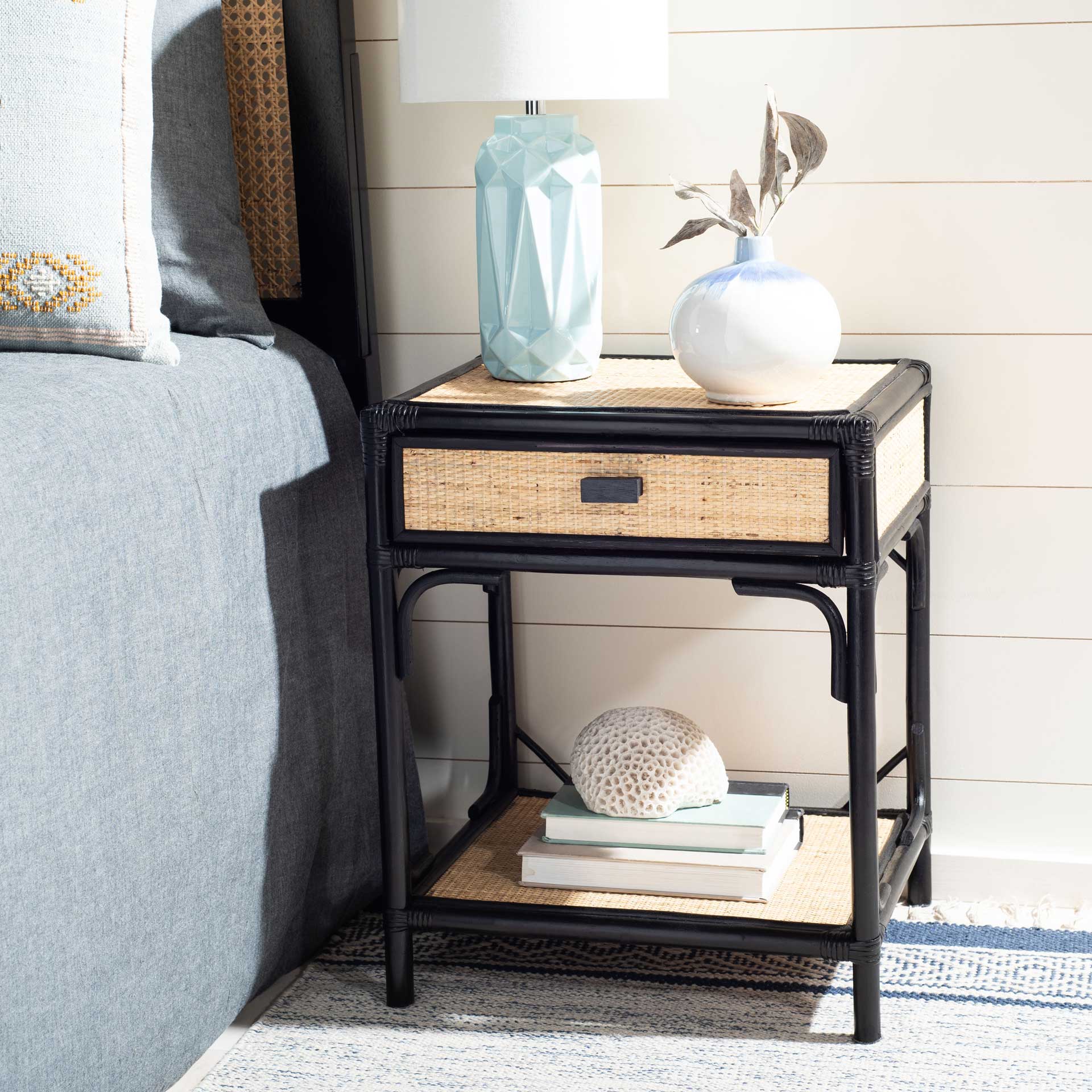 Ronin 1 Drawer 1 Shelf Nightstand Black/Natural - Image 8