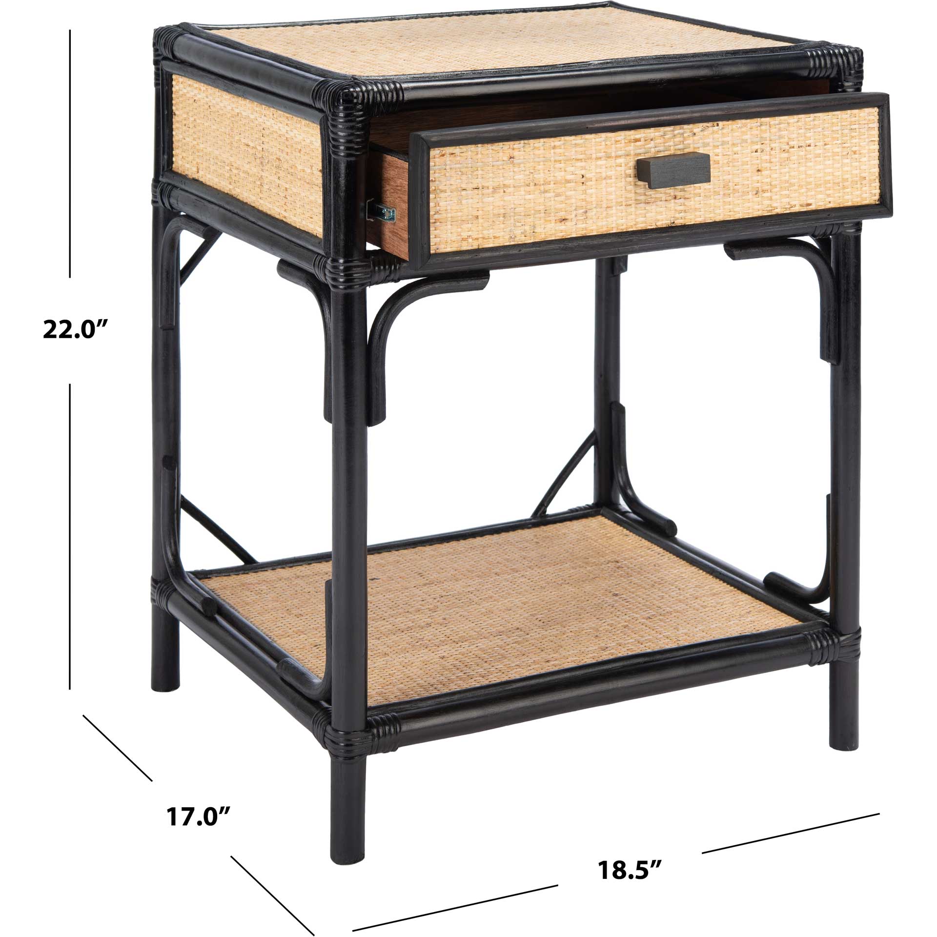Ronin 1 Drawer 1 Shelf Nightstand Black/Natural - Image 9