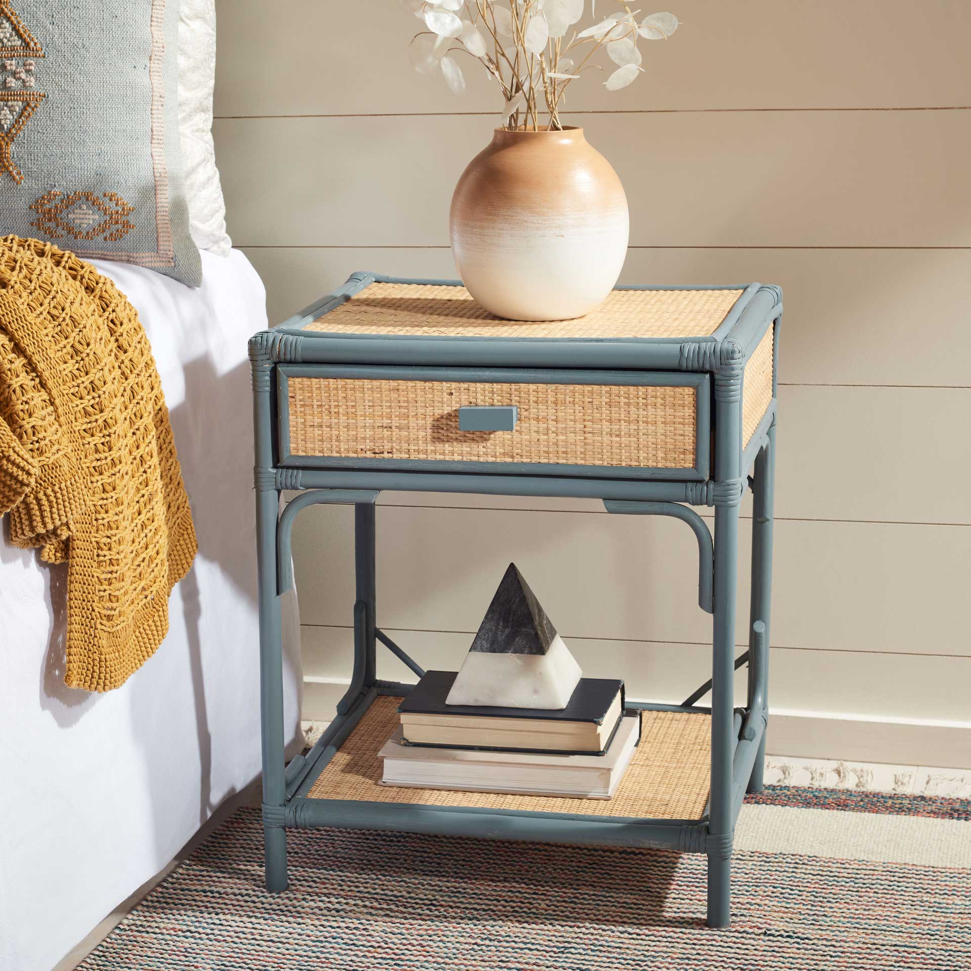 Ronin 1 Drawer 1 Shelf Nightstand Blue Gray/Natural - Image 8