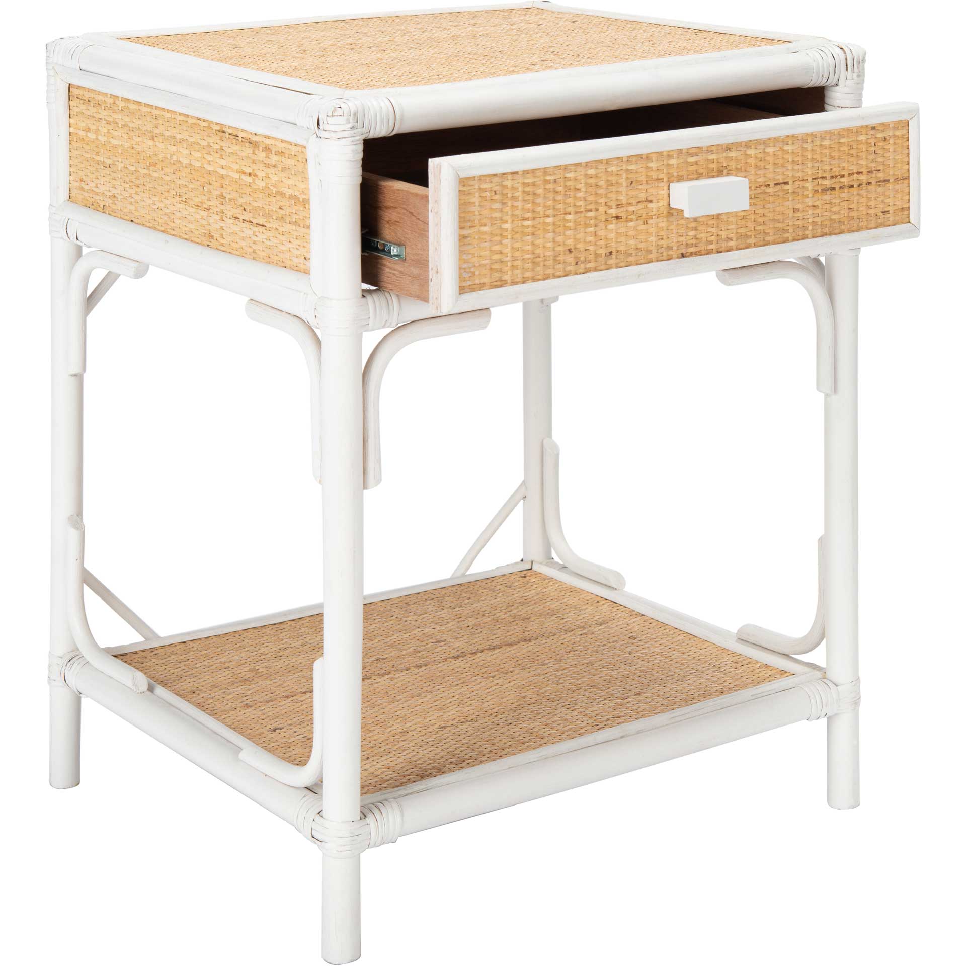 Ronin 1 Drawer 1 Shelf Nightstand White/Natural - Image 2