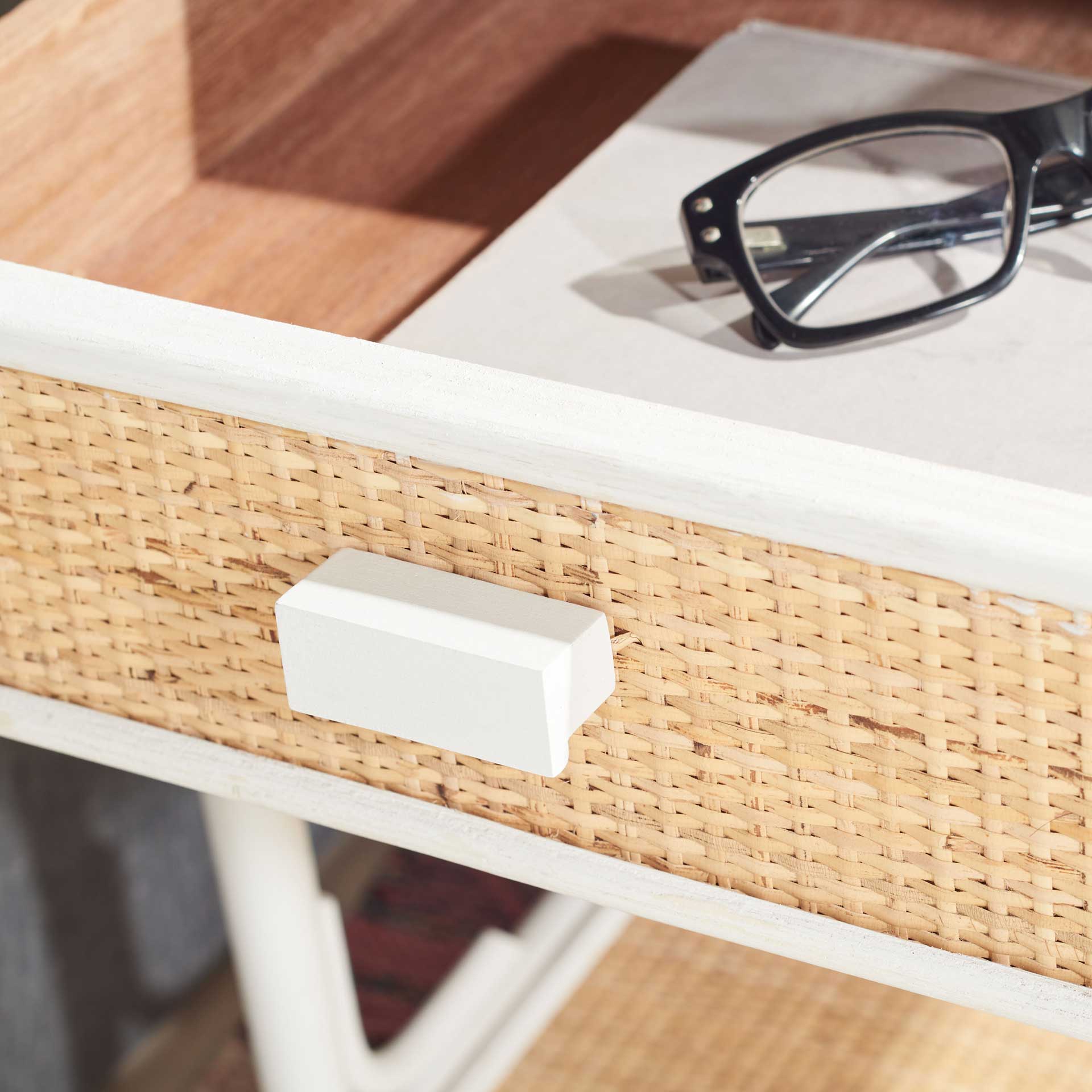 Ronin 1 Drawer 1 Shelf Nightstand White/Natural - Image 7