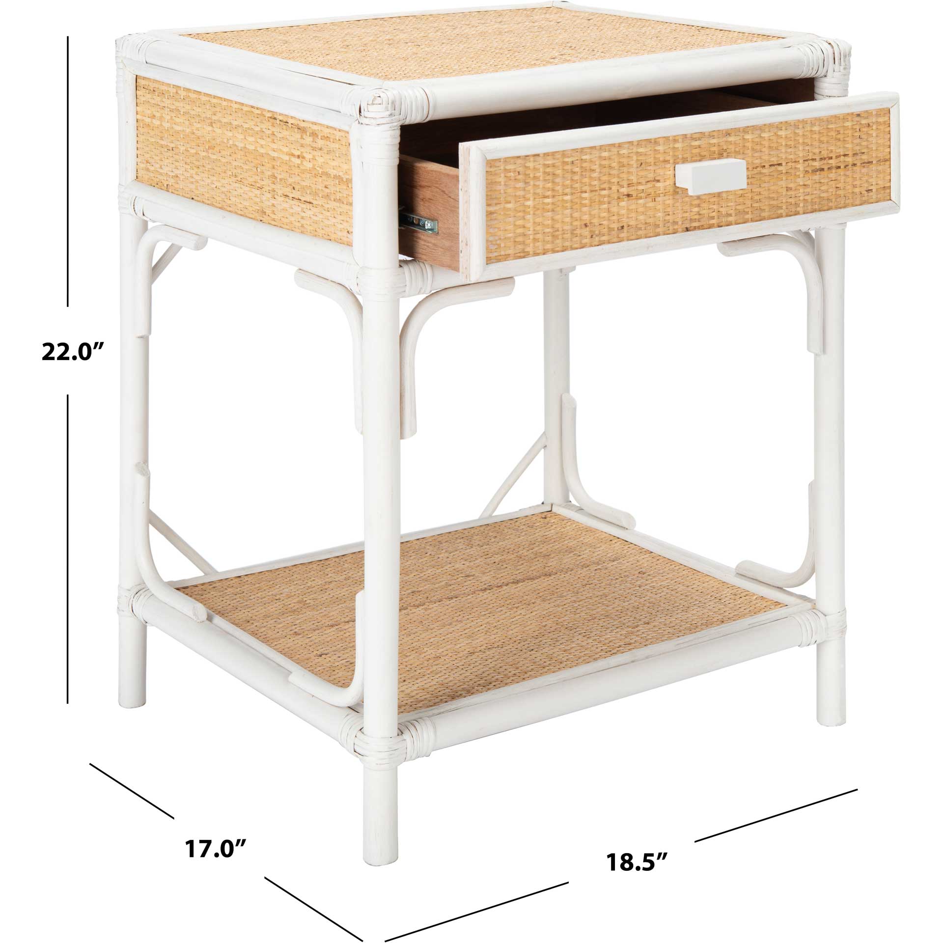 Ronin 1 Drawer 1 Shelf Nightstand White/Natural - Image 9