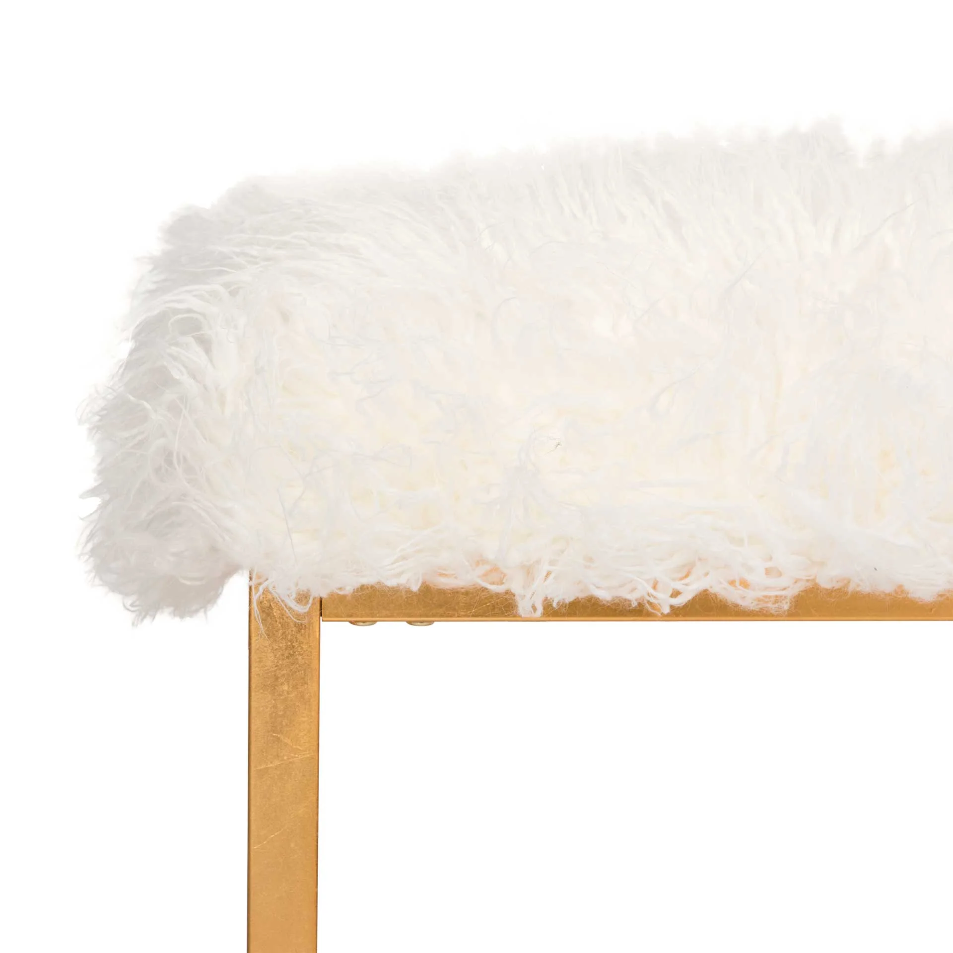 Ronnie Faux Sheepkin Square Ottoman White - Image 3