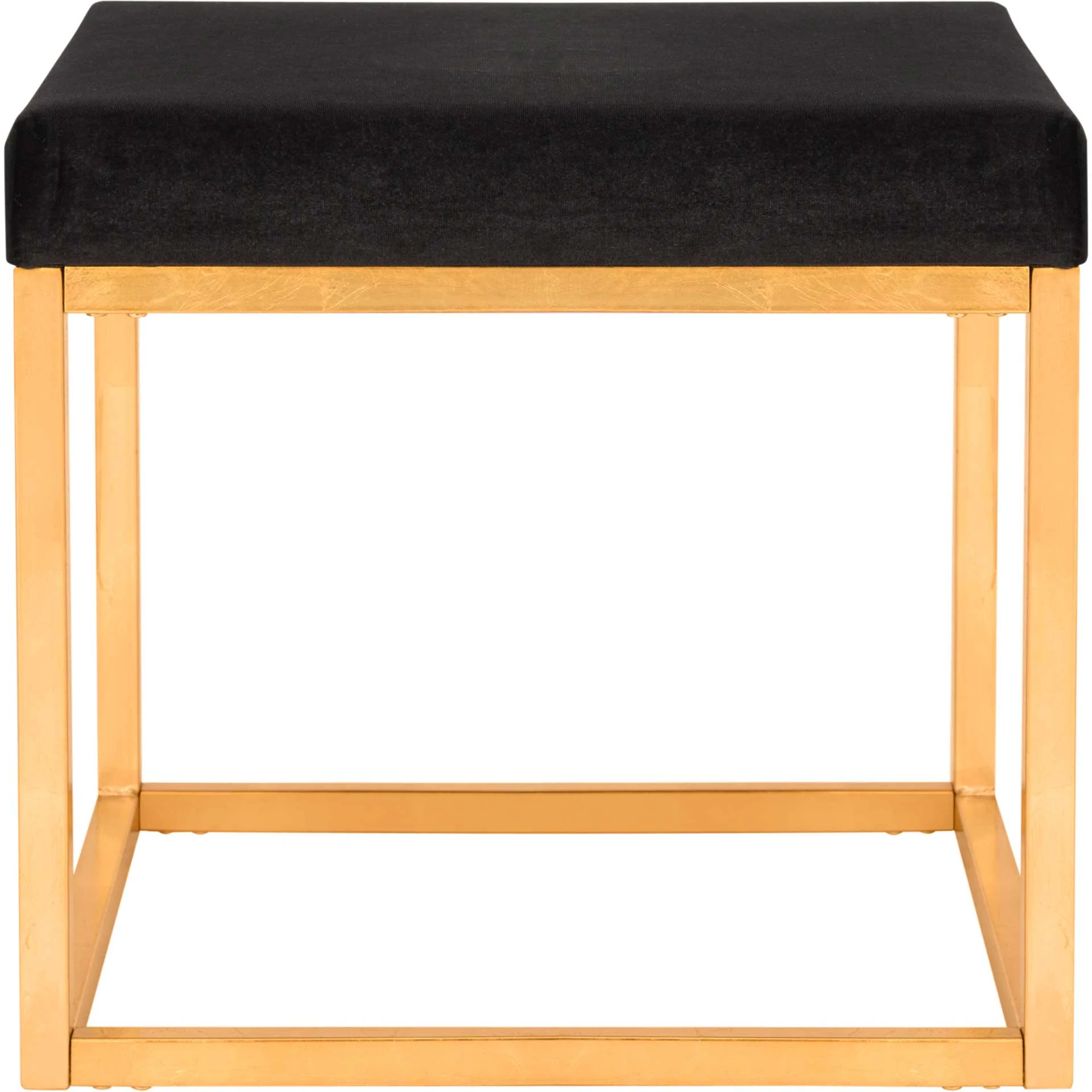 Ronnie Velvet Square Ottoman Black - Image 2