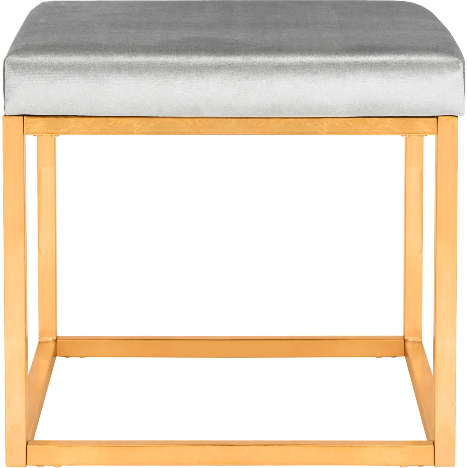 Ronnie Velvet Square Ottoman Gray - Image 2