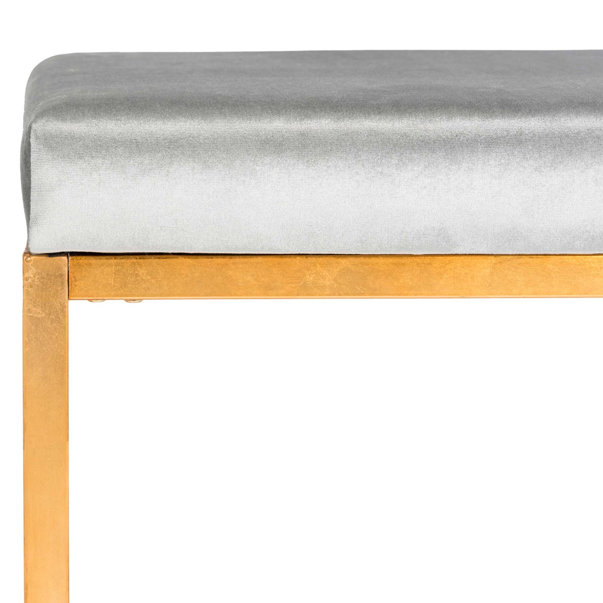 Ronnie Velvet Square Ottoman Gray - Image 3