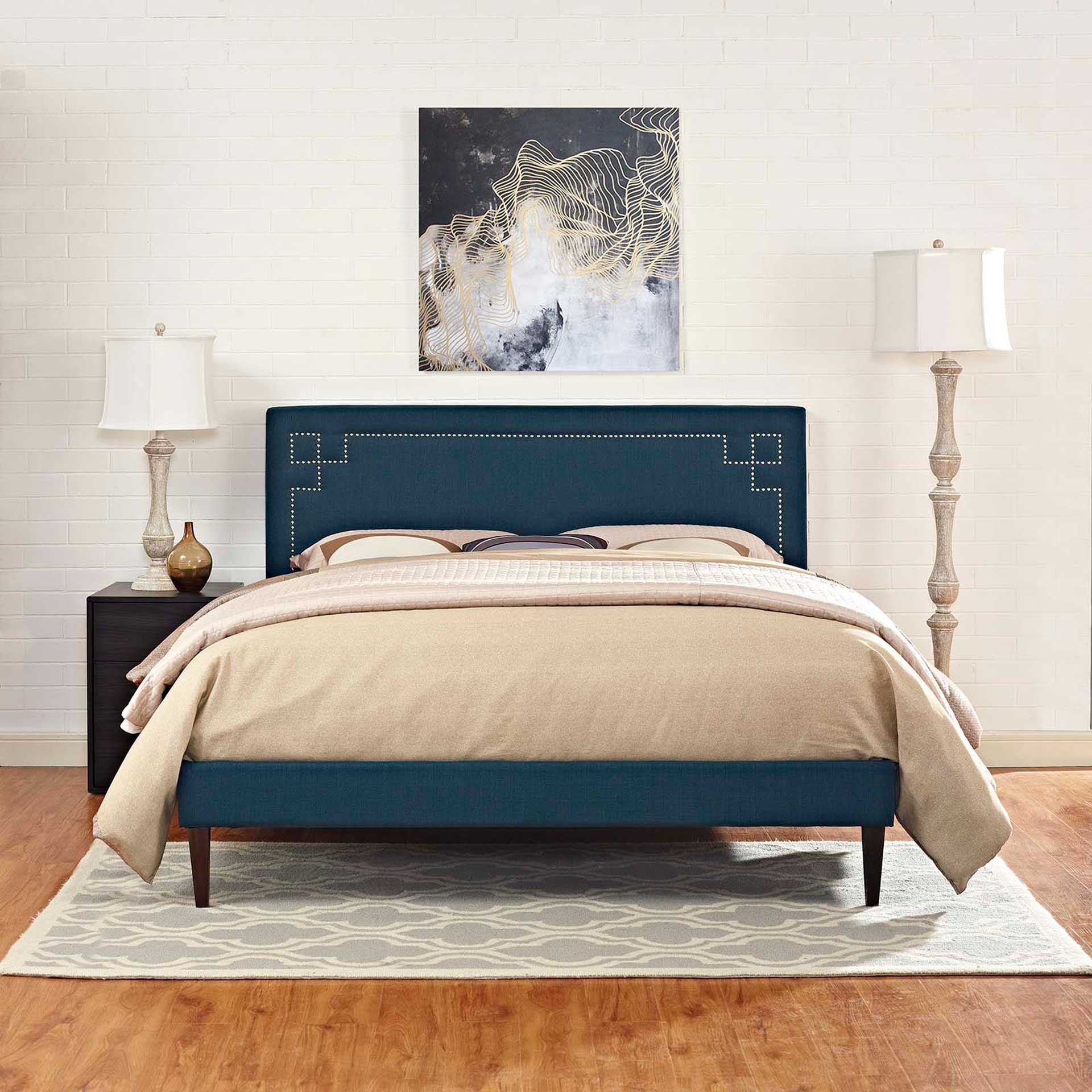 Rosa Fabric Platform Bed Azure - Image 5
