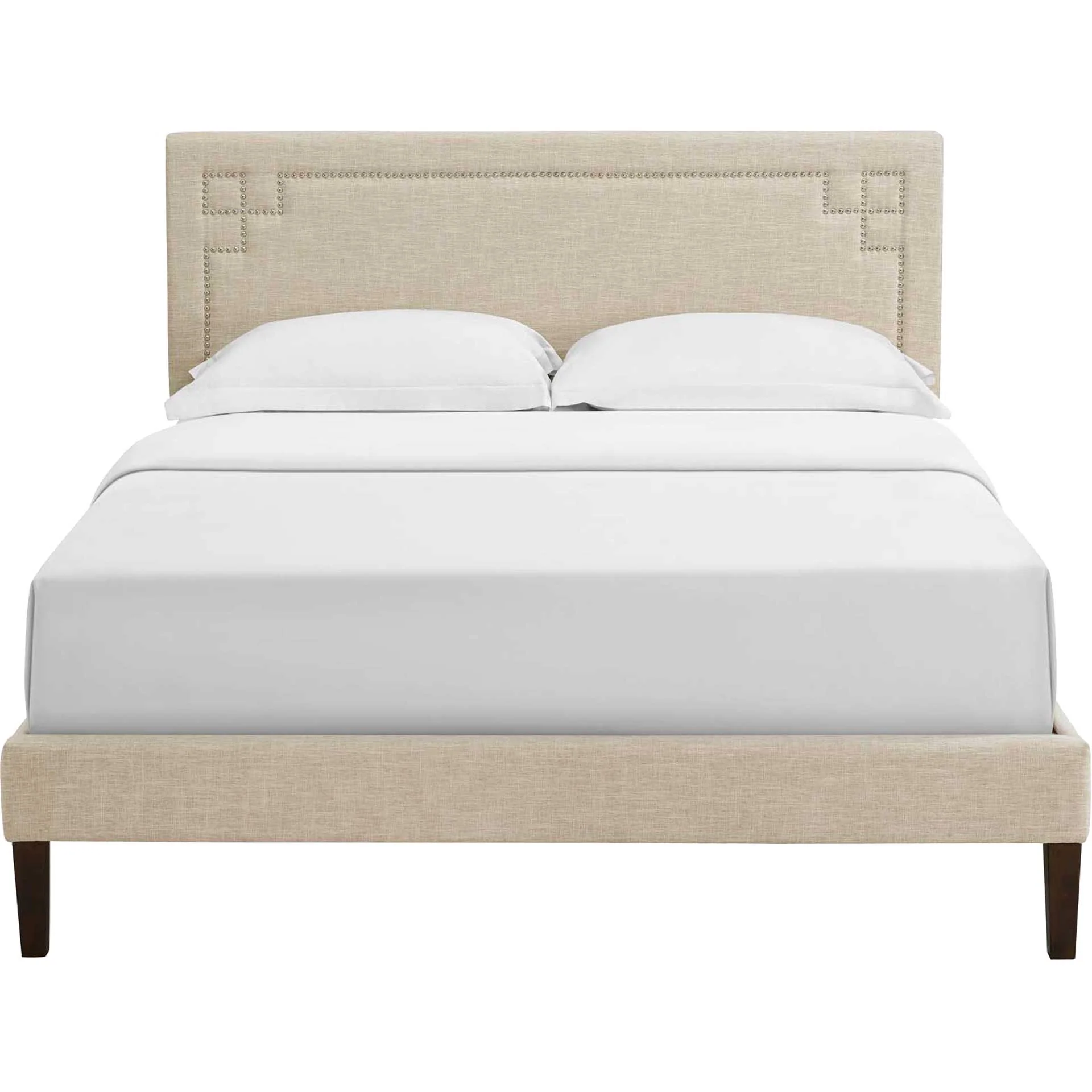 Rosa Fabric Platform Bed Beige