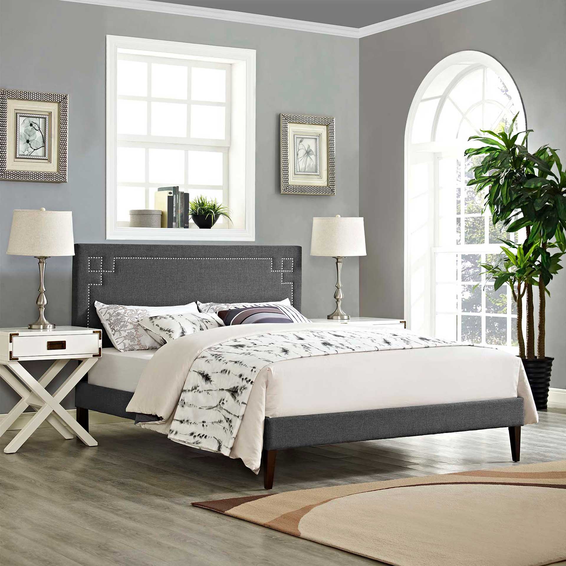 Rosa Fabric Platform Bed Gray - Image 5