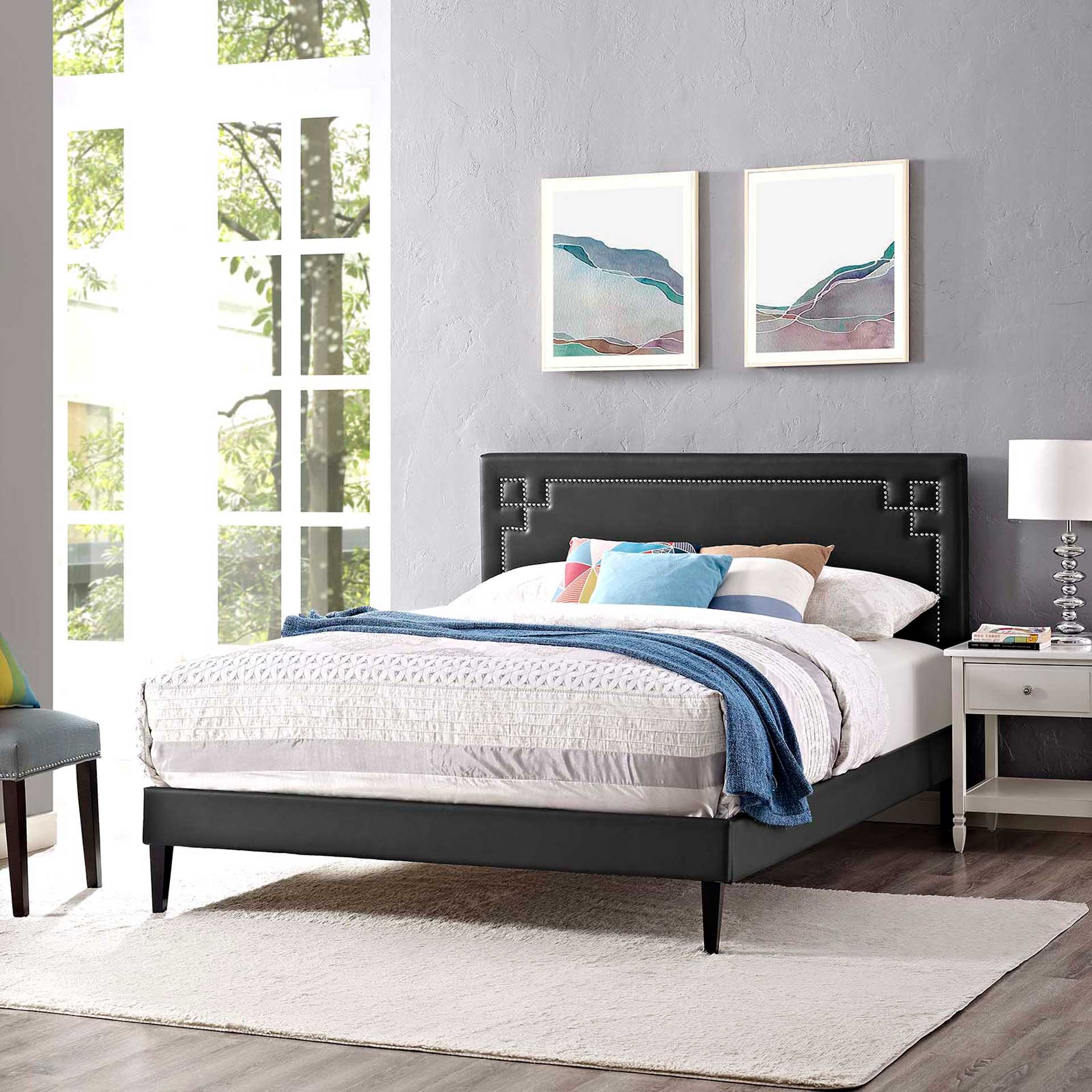 Rosa Vinyl Platform Bed Black - Image 5