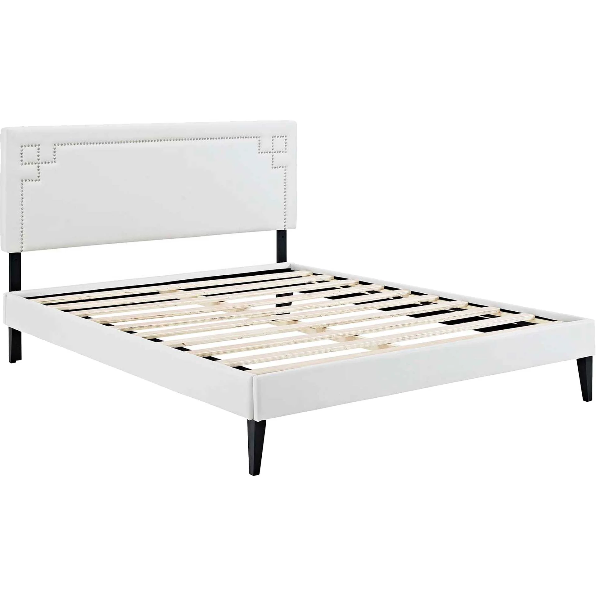 Rosa Vinyl Platform Bed White - Image 4