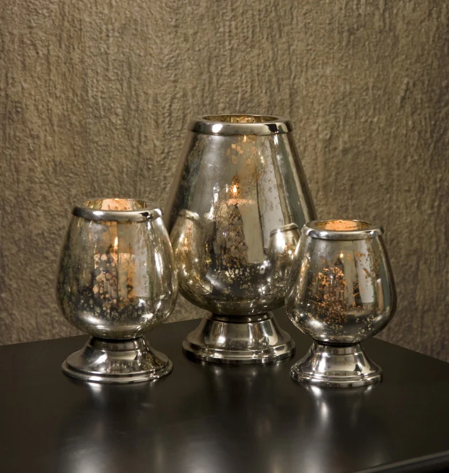Round Mercury Glass Candle Holders (Set of 3) - Image 2