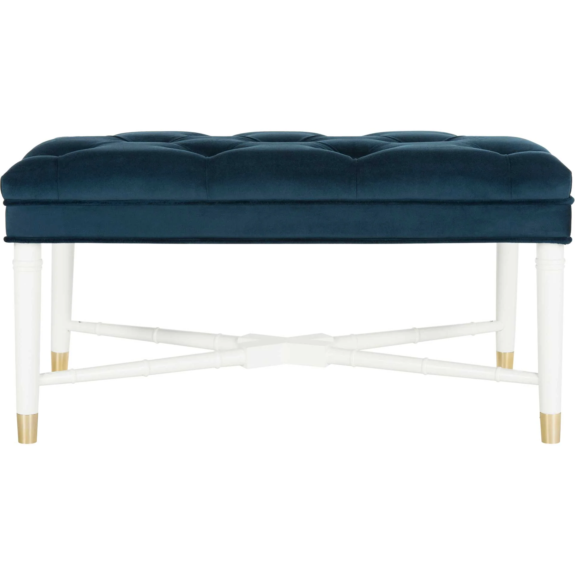 Roy Contemporary Tufted Bench Navy/White - Image 2