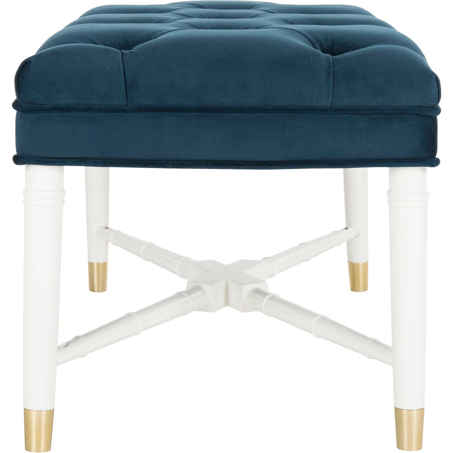 Roy Contemporary Tufted Bench Navy/White - Image 3