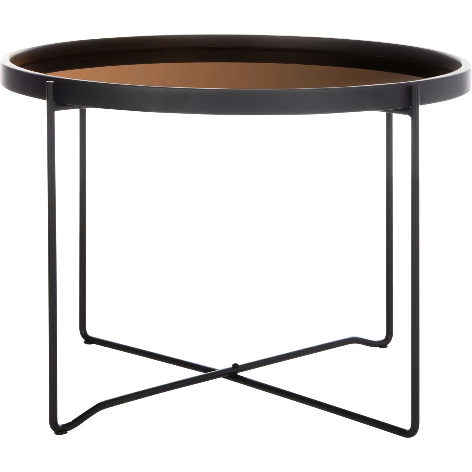 Rubicon Round Tray Top Accent Table Black/Rose Gold - Image 2