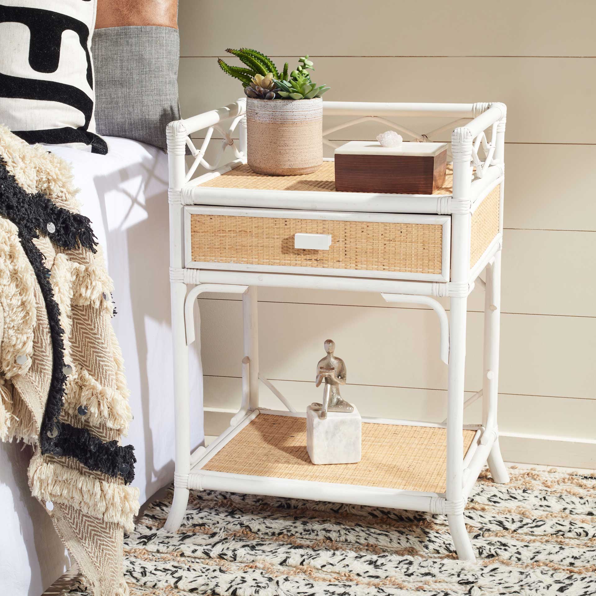 Rulan 1 Drawer 1 Shelf Nightstand White/Natural - Image 8