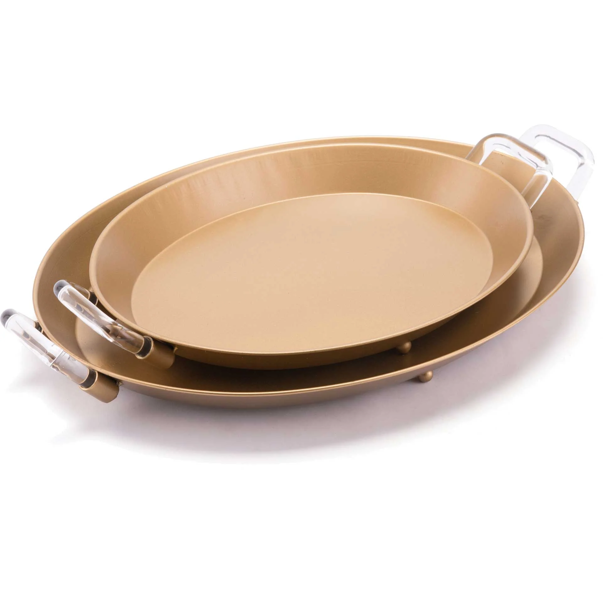 Rush Lucite Handle Tray Gold (Set of 2) - Image 2