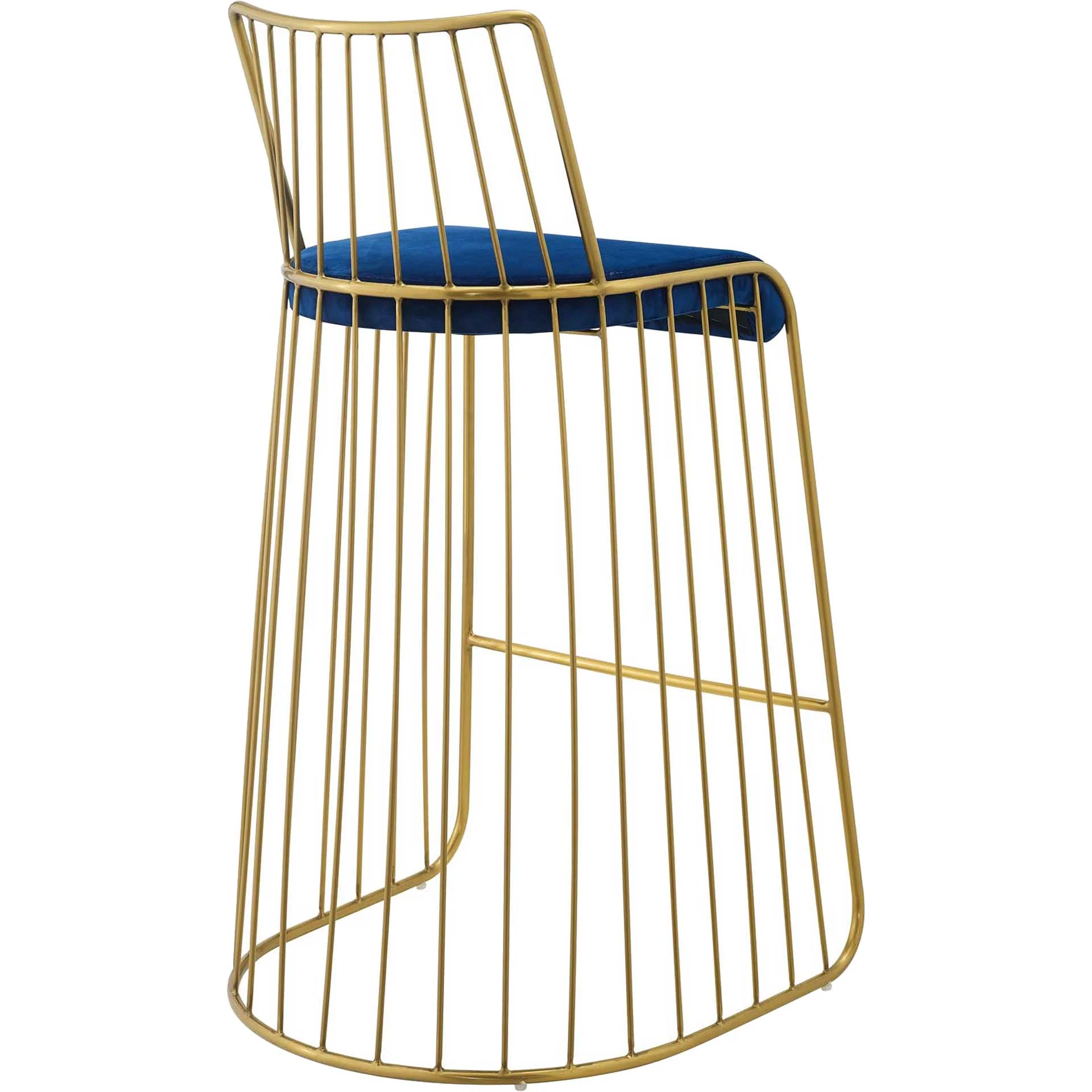 Ruth Velvet Bar Stool Gold/Navy - Image 4